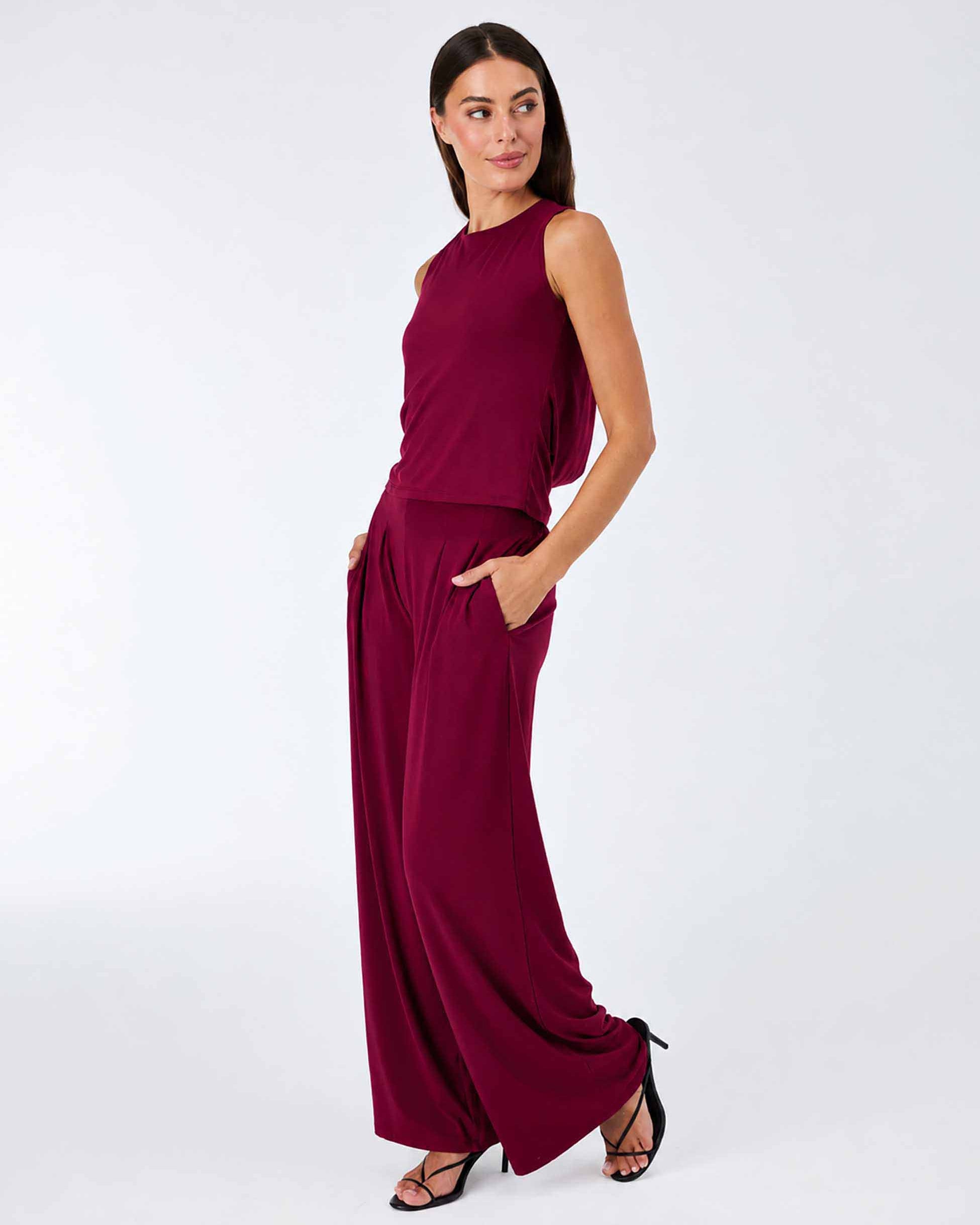 Cowl Back Top - Sangria