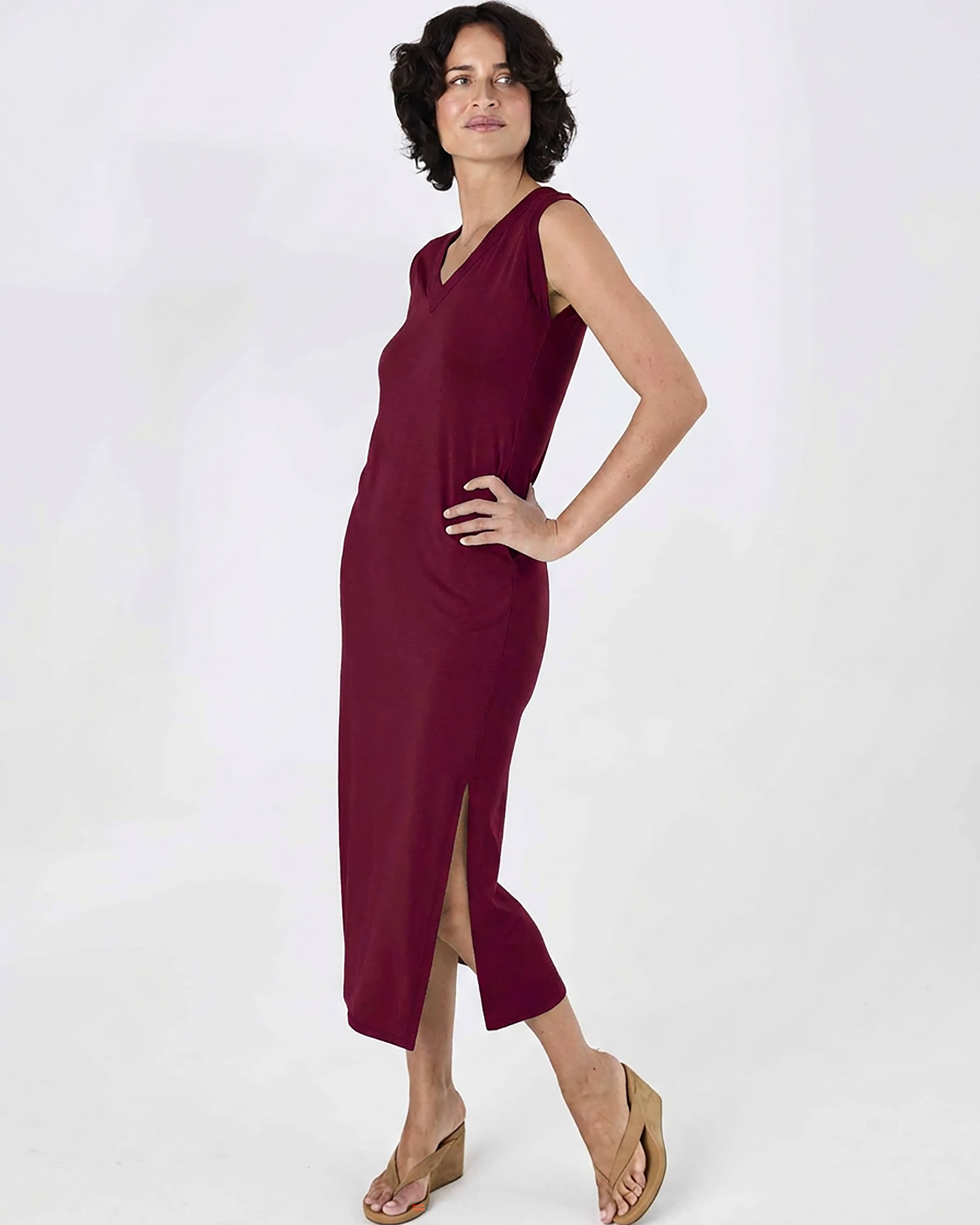 Everly V Neck Maxi Dress - Sangria