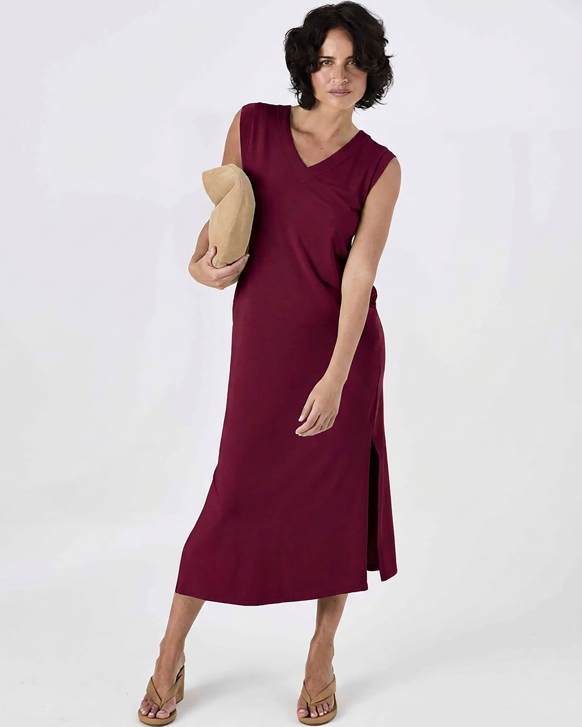 Everly V Neck Maxi Dress - Sangria