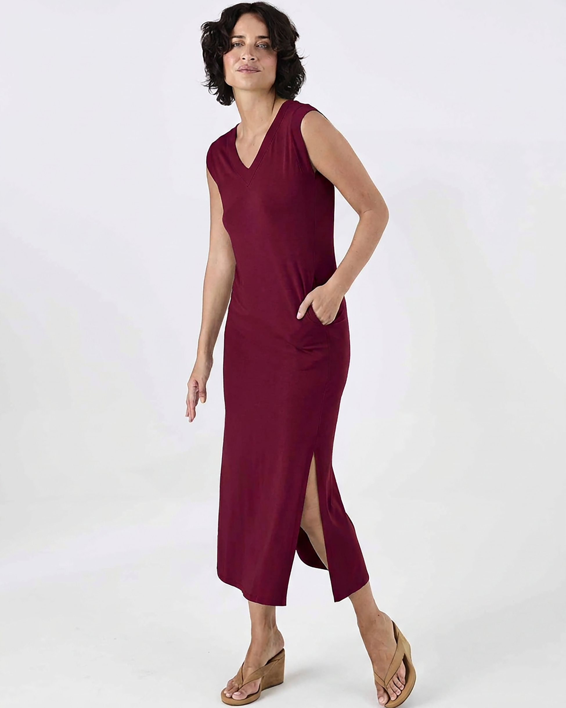 Everly V Neck Maxi Dress - Sangria