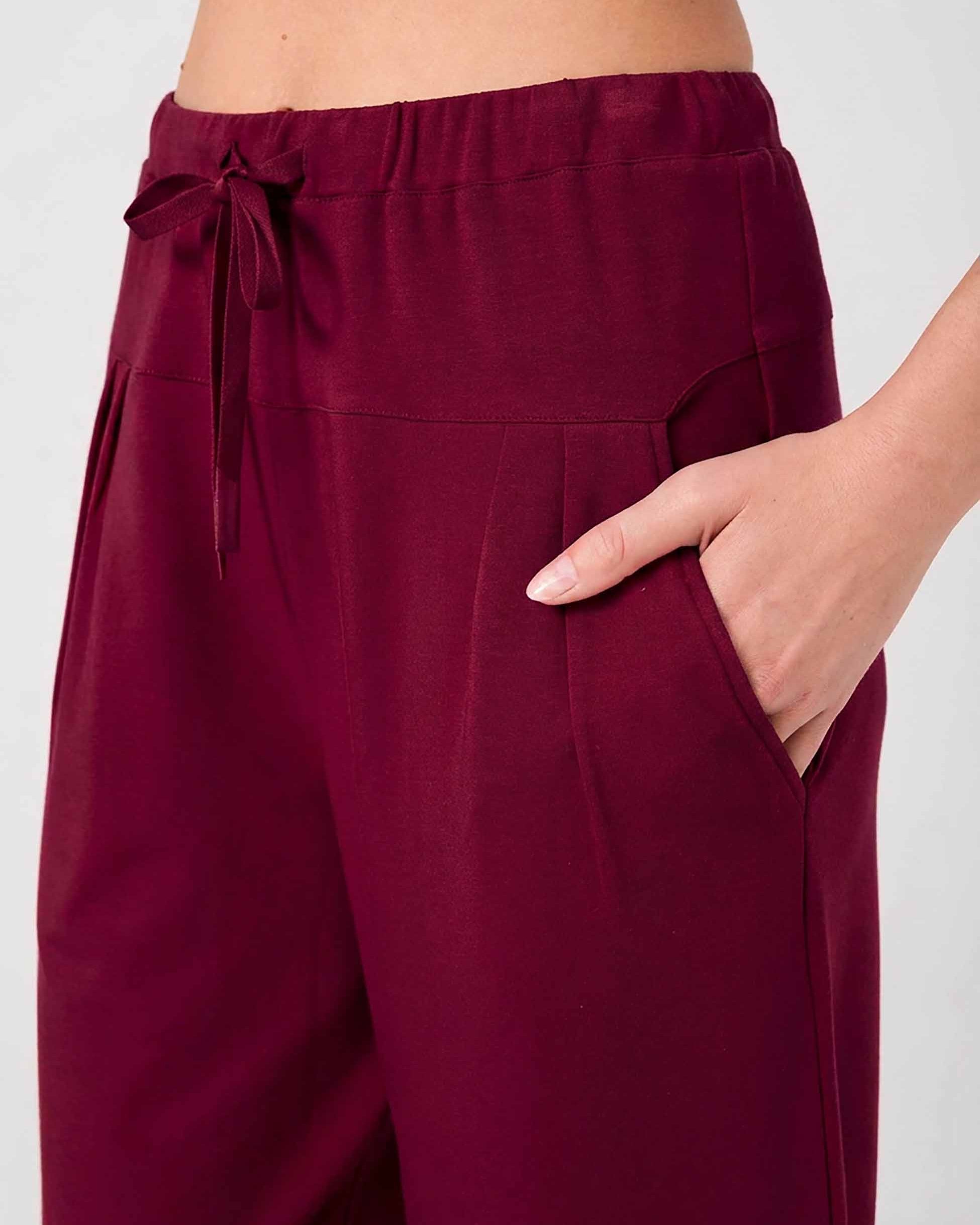 Kyoto Ankle Length French Terry Jogger - Sangria