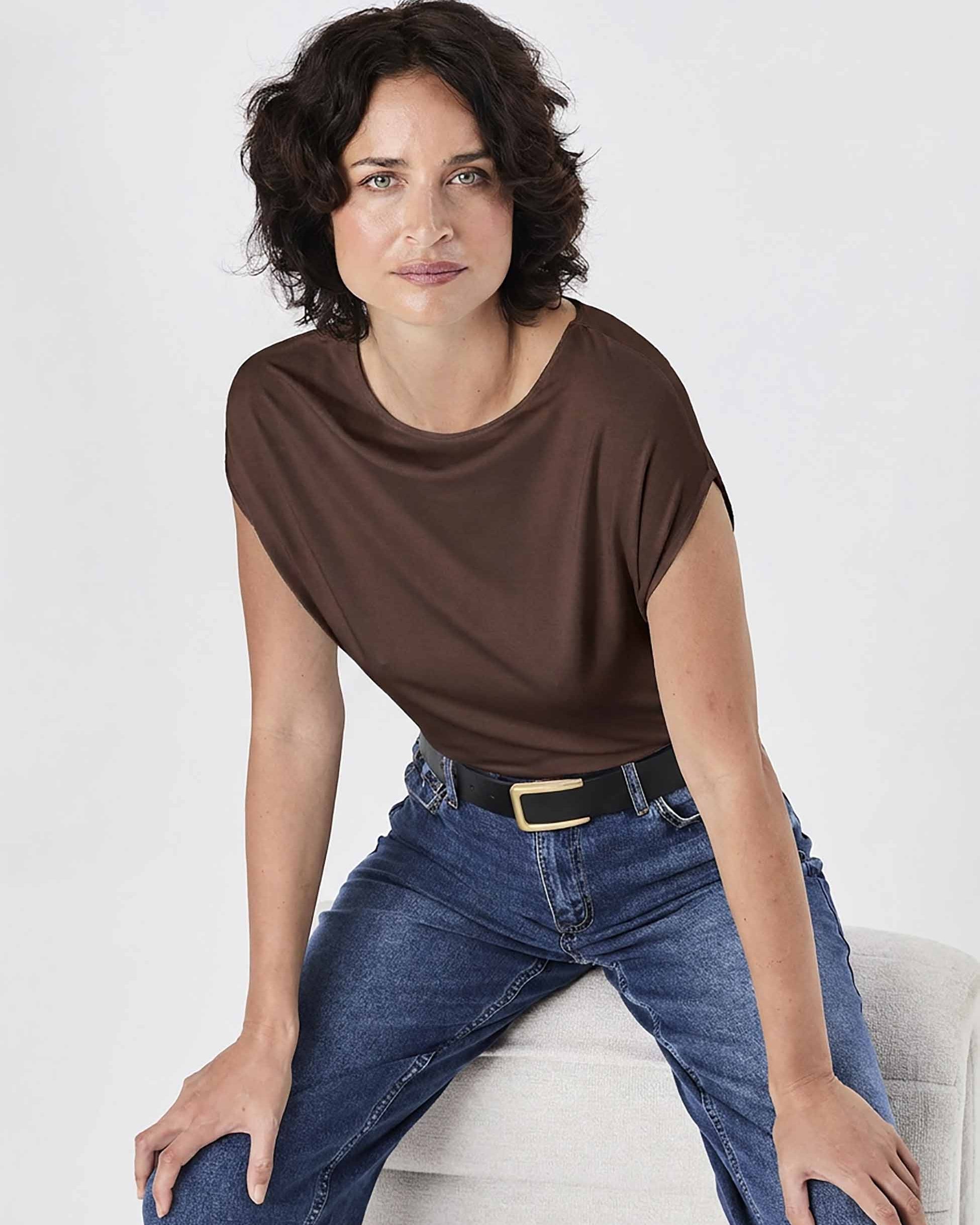 Modal Luxe Layer Tee - Coffee Bean