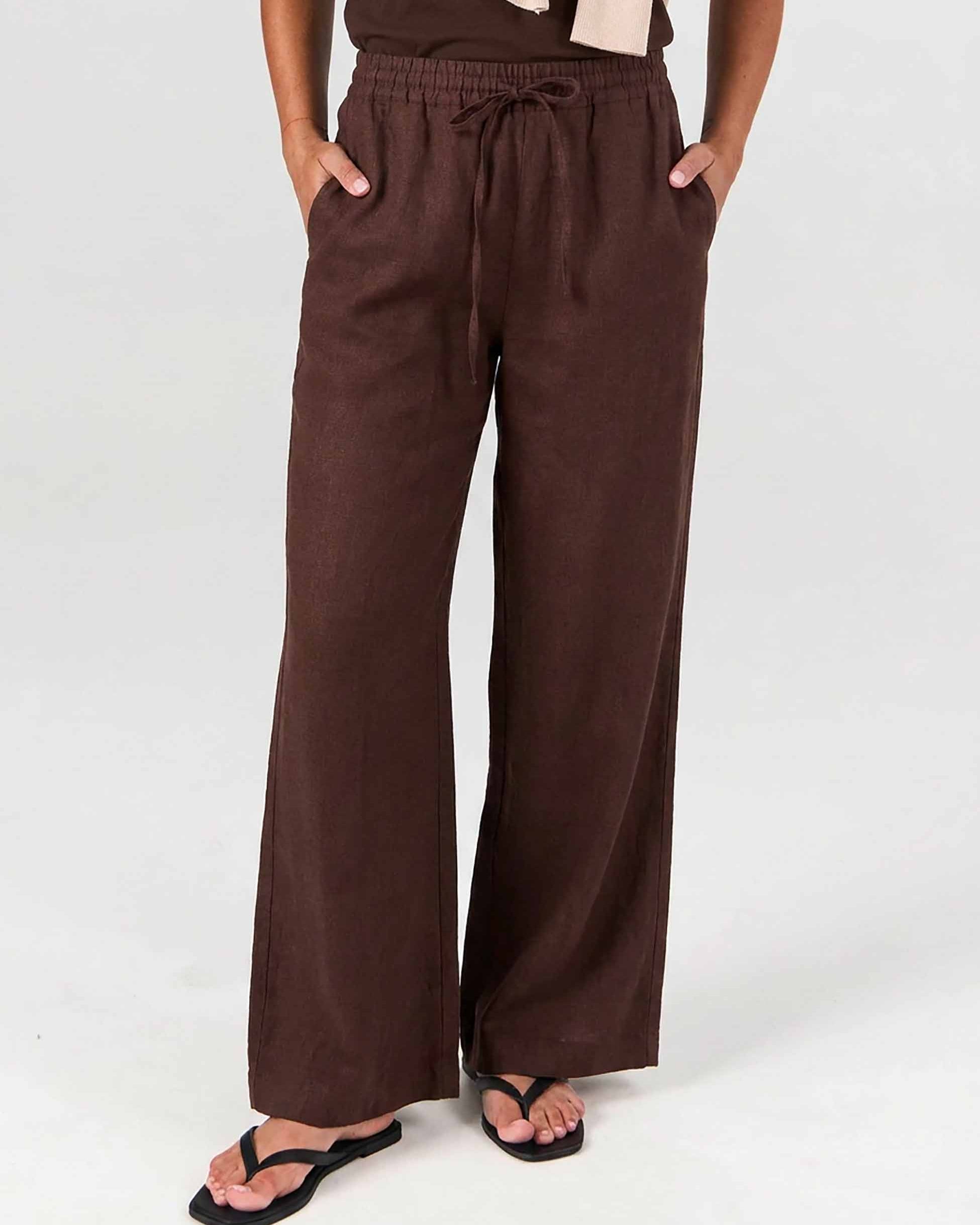 Sasha Linen Pants - Mocha