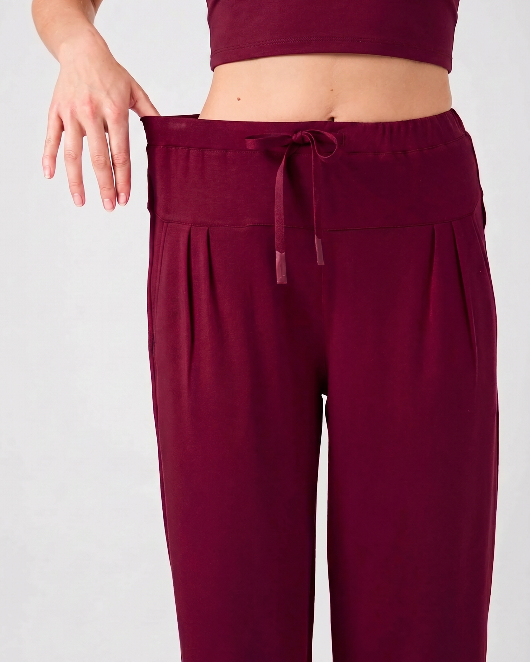 Kyoto Ankle Length French Terry Jogger - Sangria
