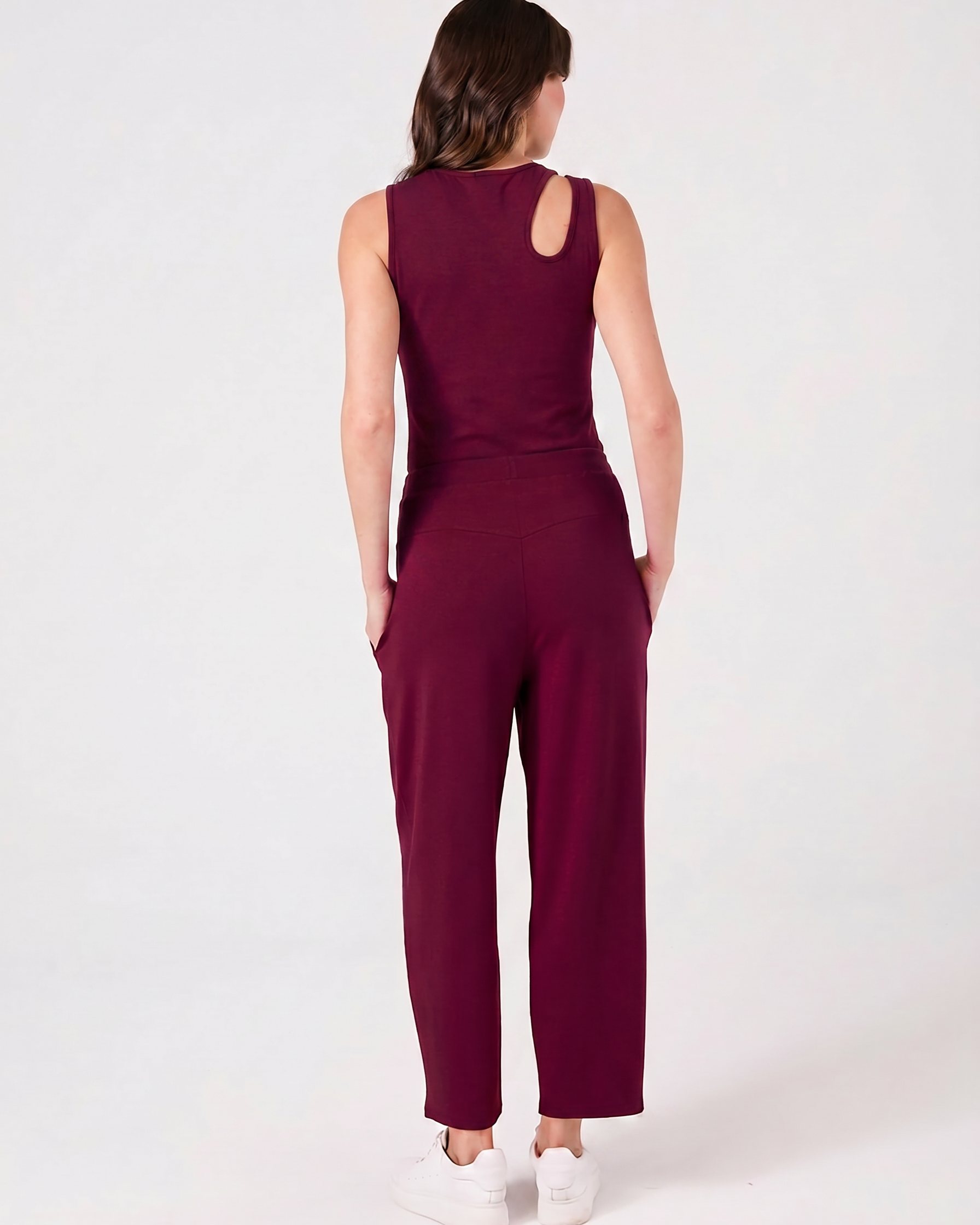Kyoto Ankle Length French Terry Jogger - Sangria