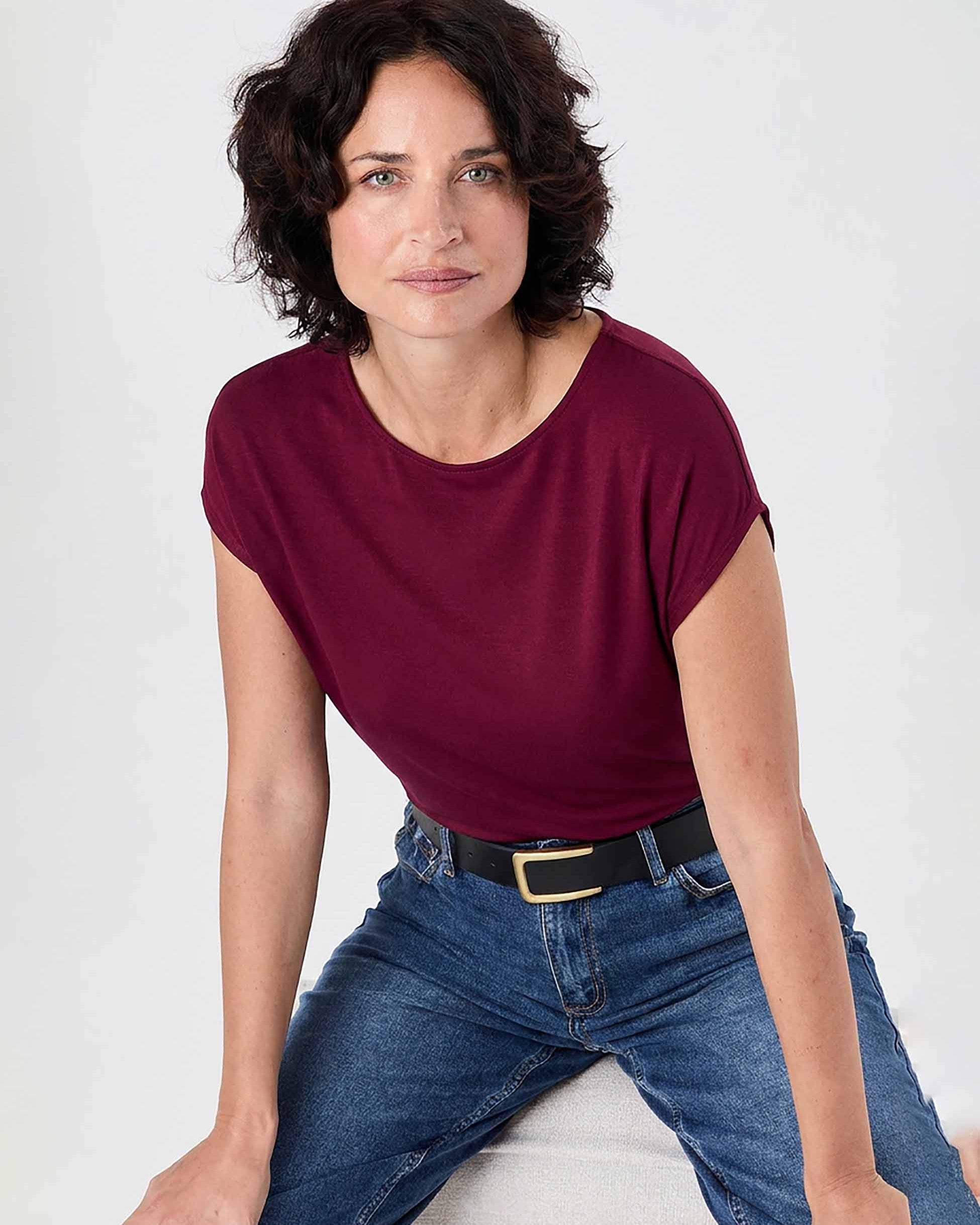 Modal Luxe Layer Tee - Sangria