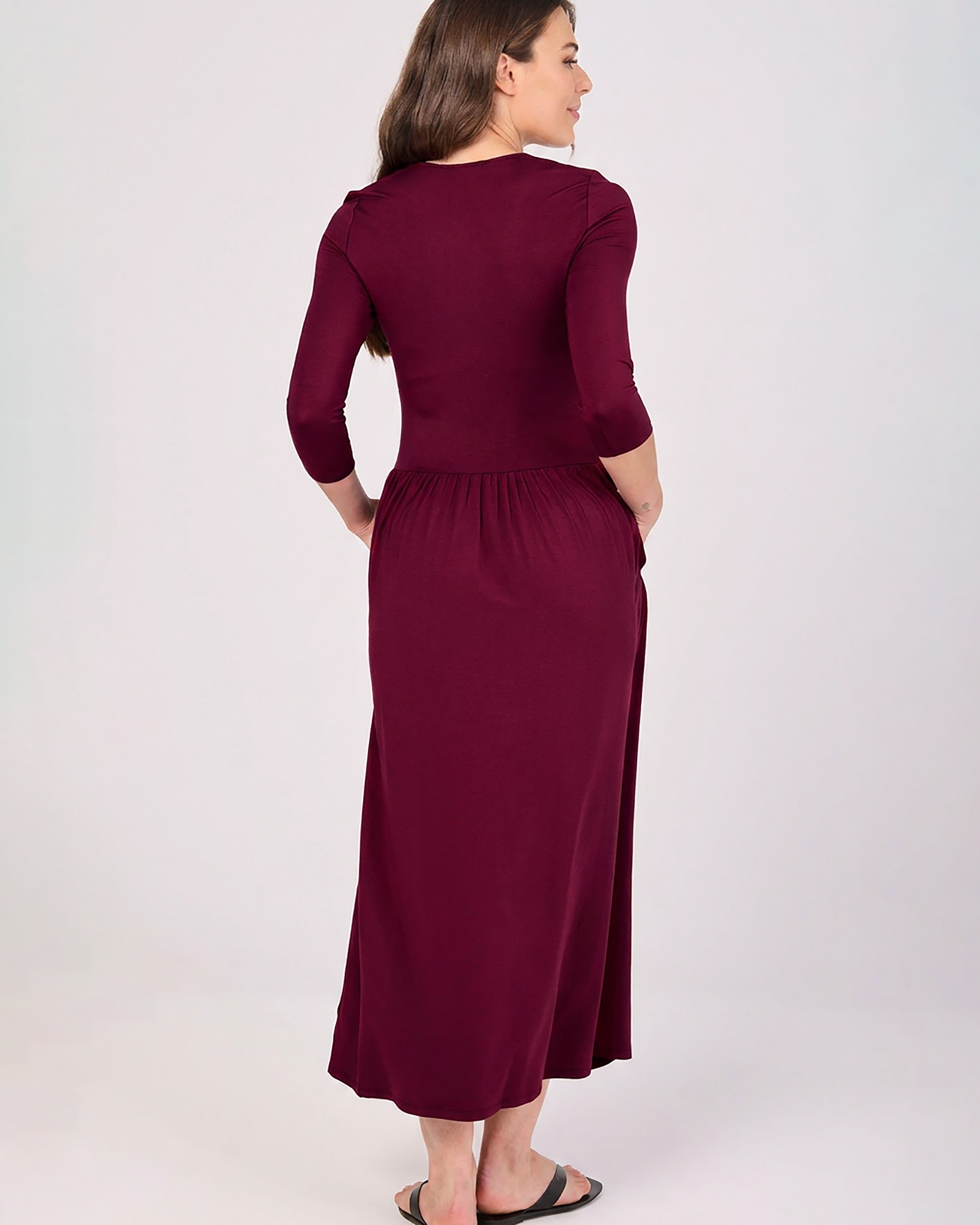 7/8 Sleeve Essential Maxi Dress Sangria