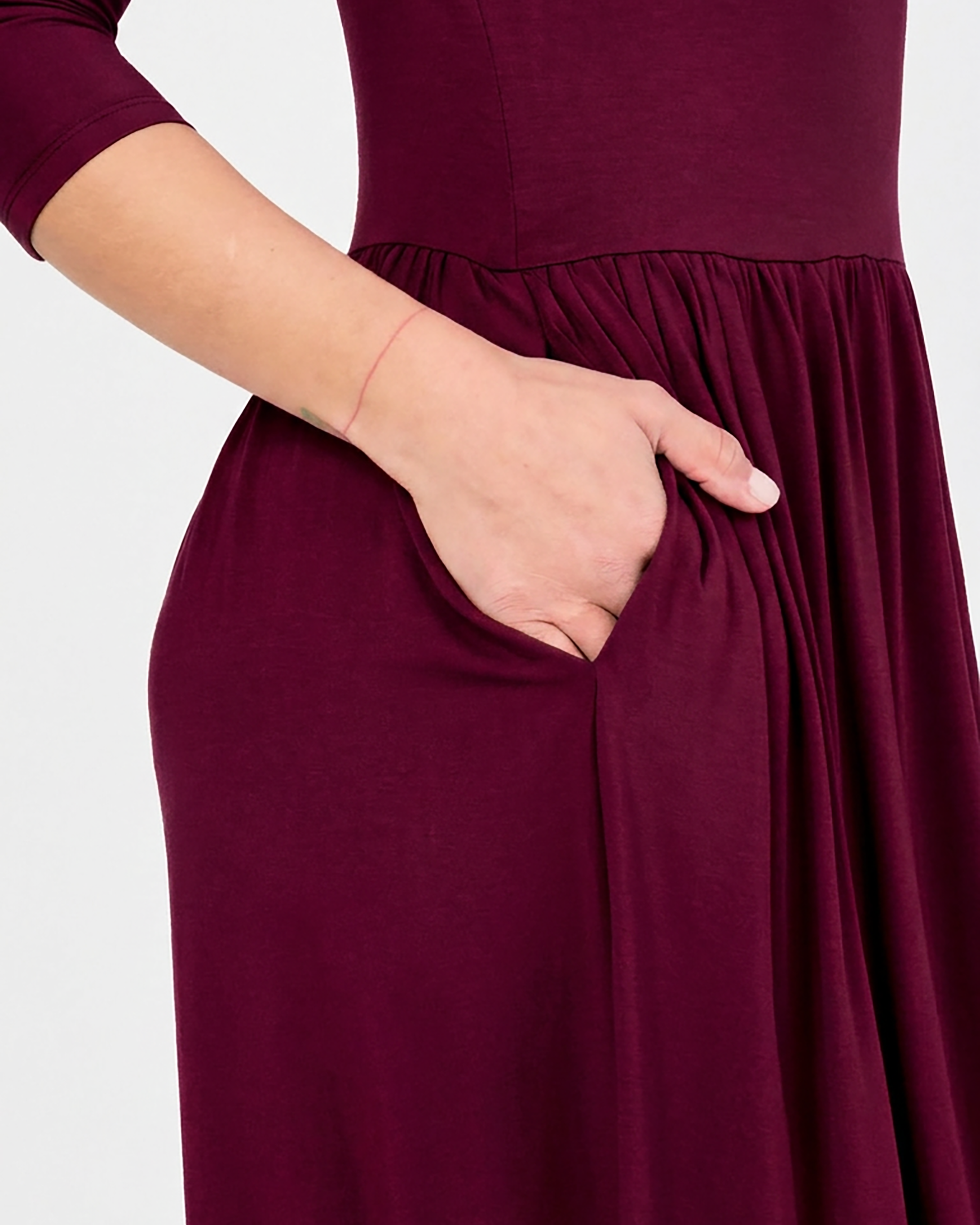 7/8 Sleeve Essential Maxi Dress Sangria