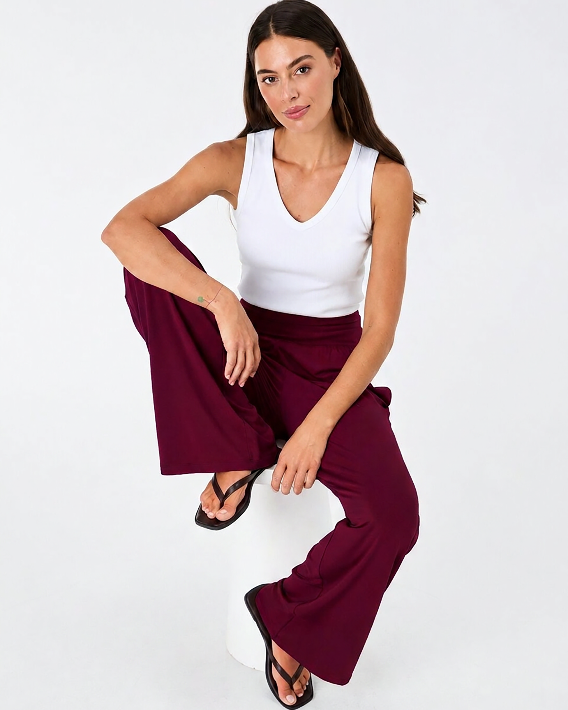 Nomad Modal Wide Leg Pant - Sangria