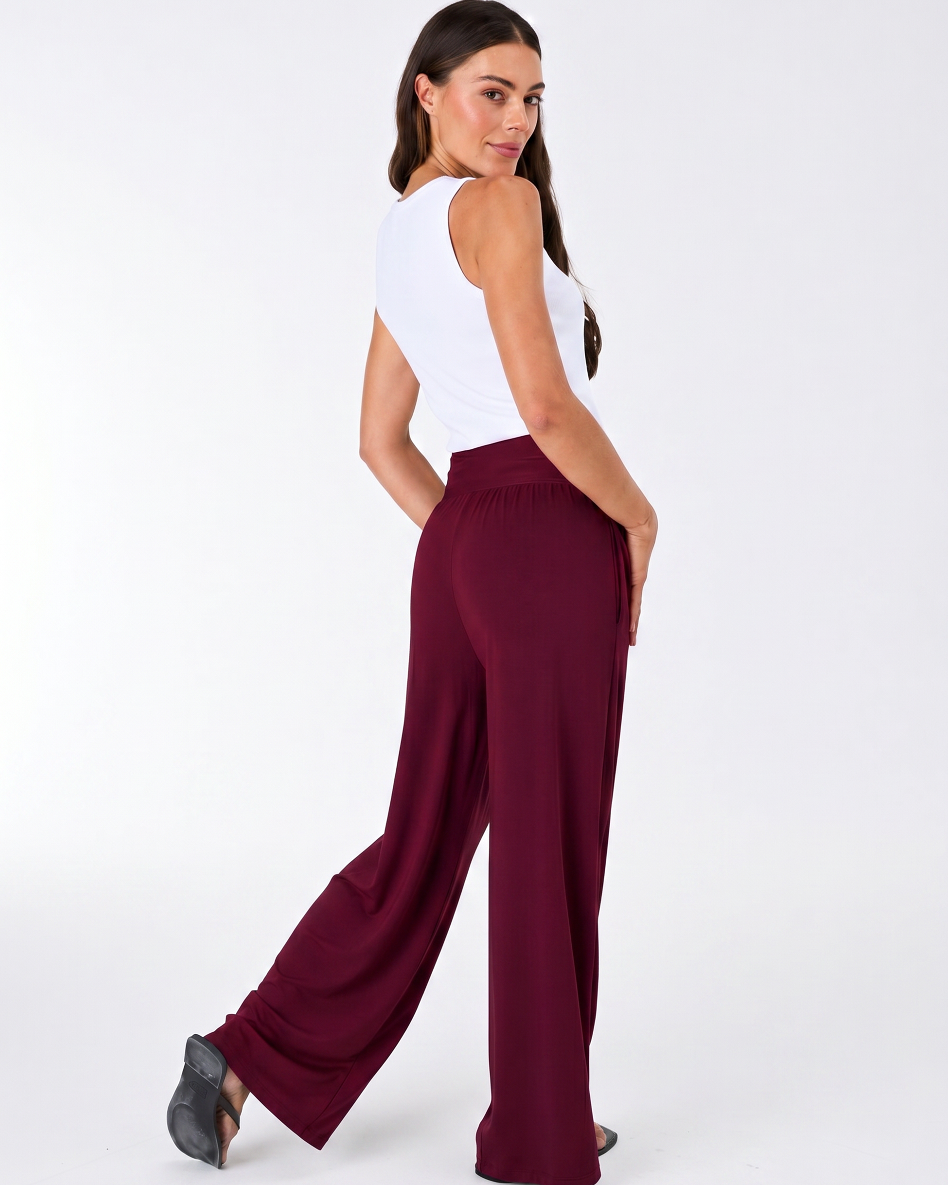 Nomad Modal Wide Leg Pant - Sangria
