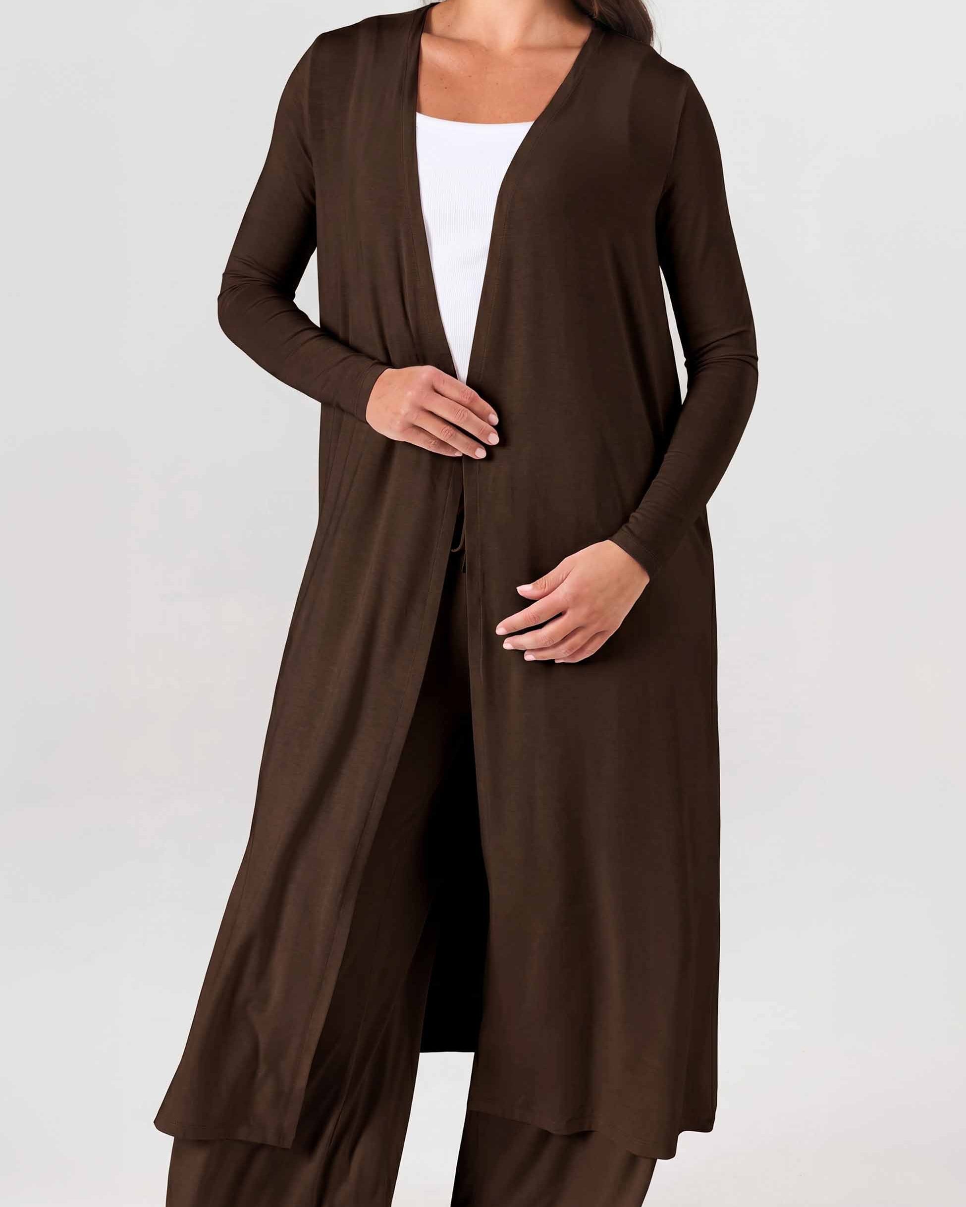Modal Longline Cardigan - Coffee Bean