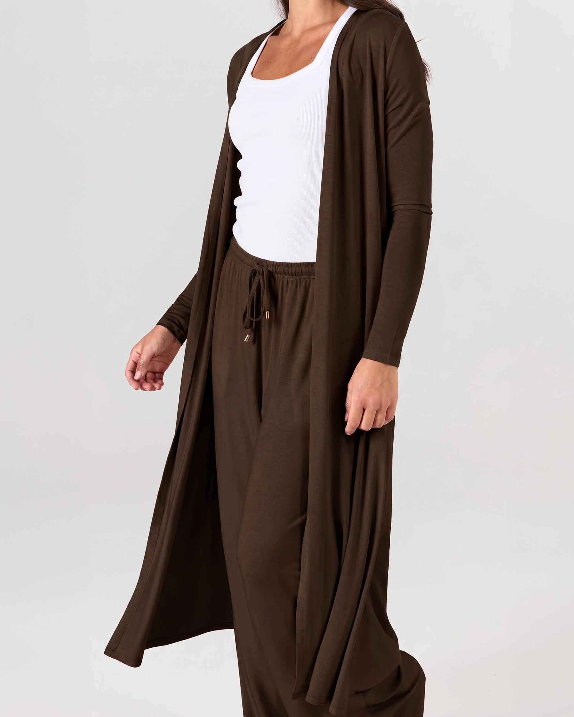 Modal Longline Cardigan - Coffee Bean