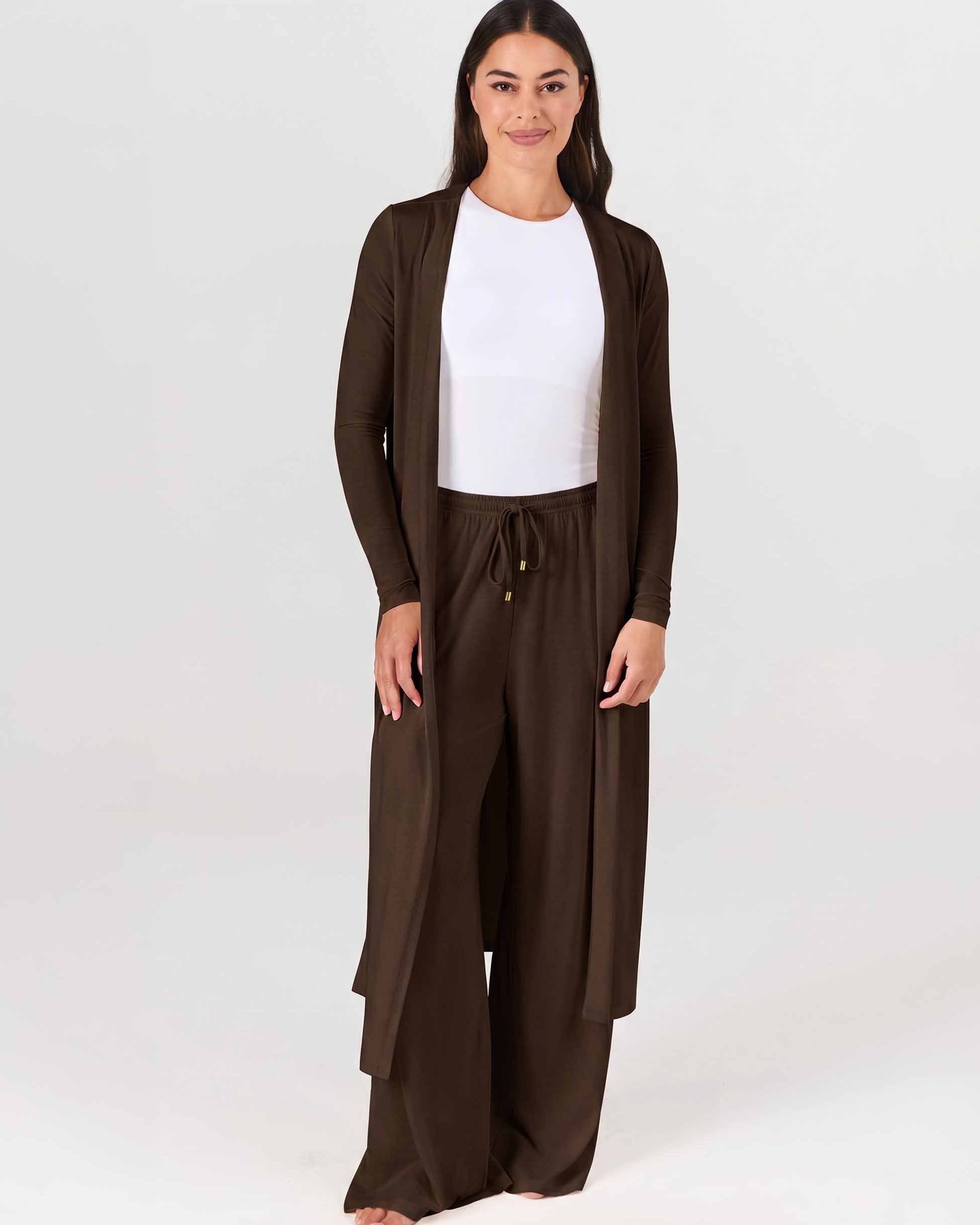 Modal Longline Cardigan - Coffee Bean