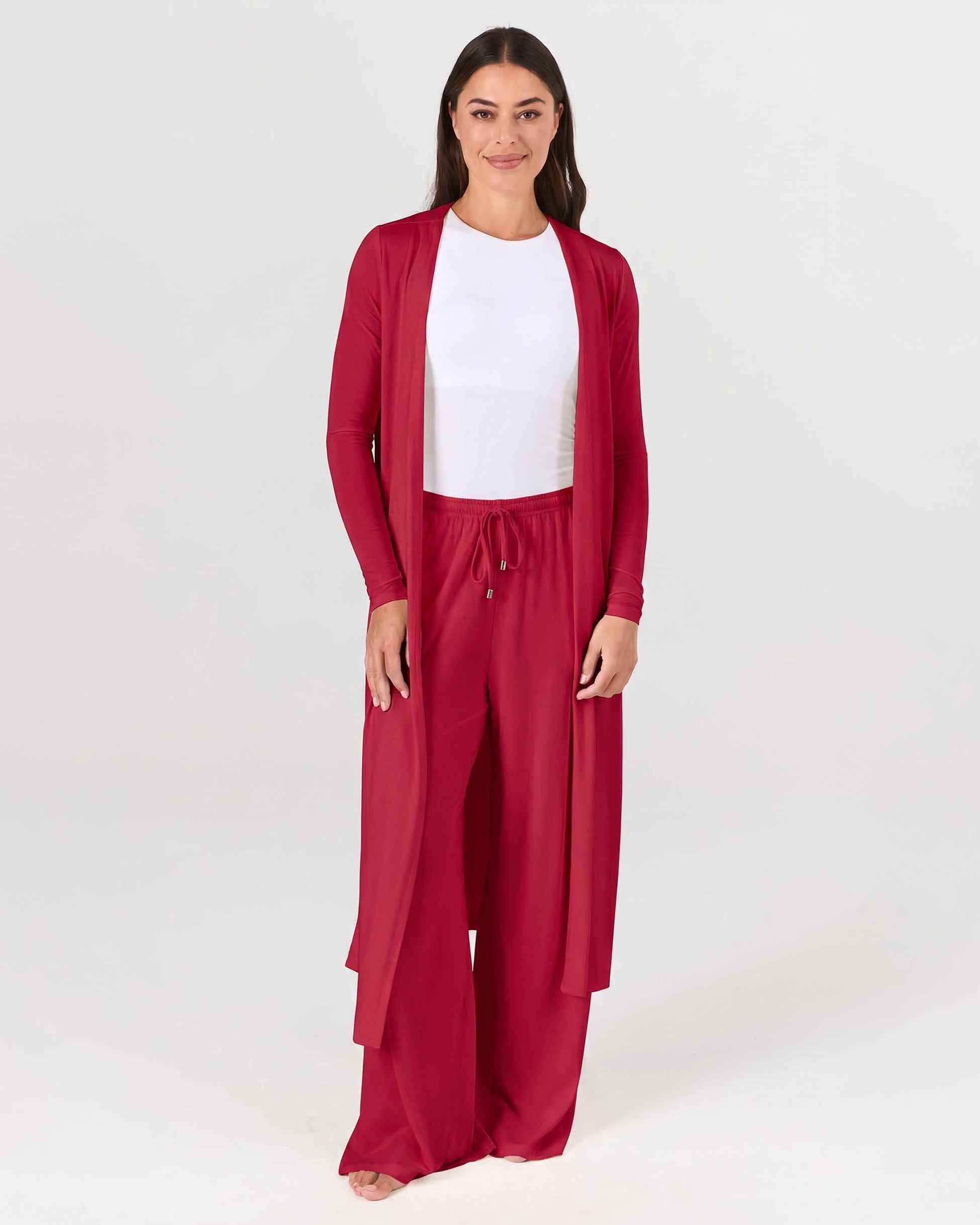 Modal Longline Cardigan - Cherry