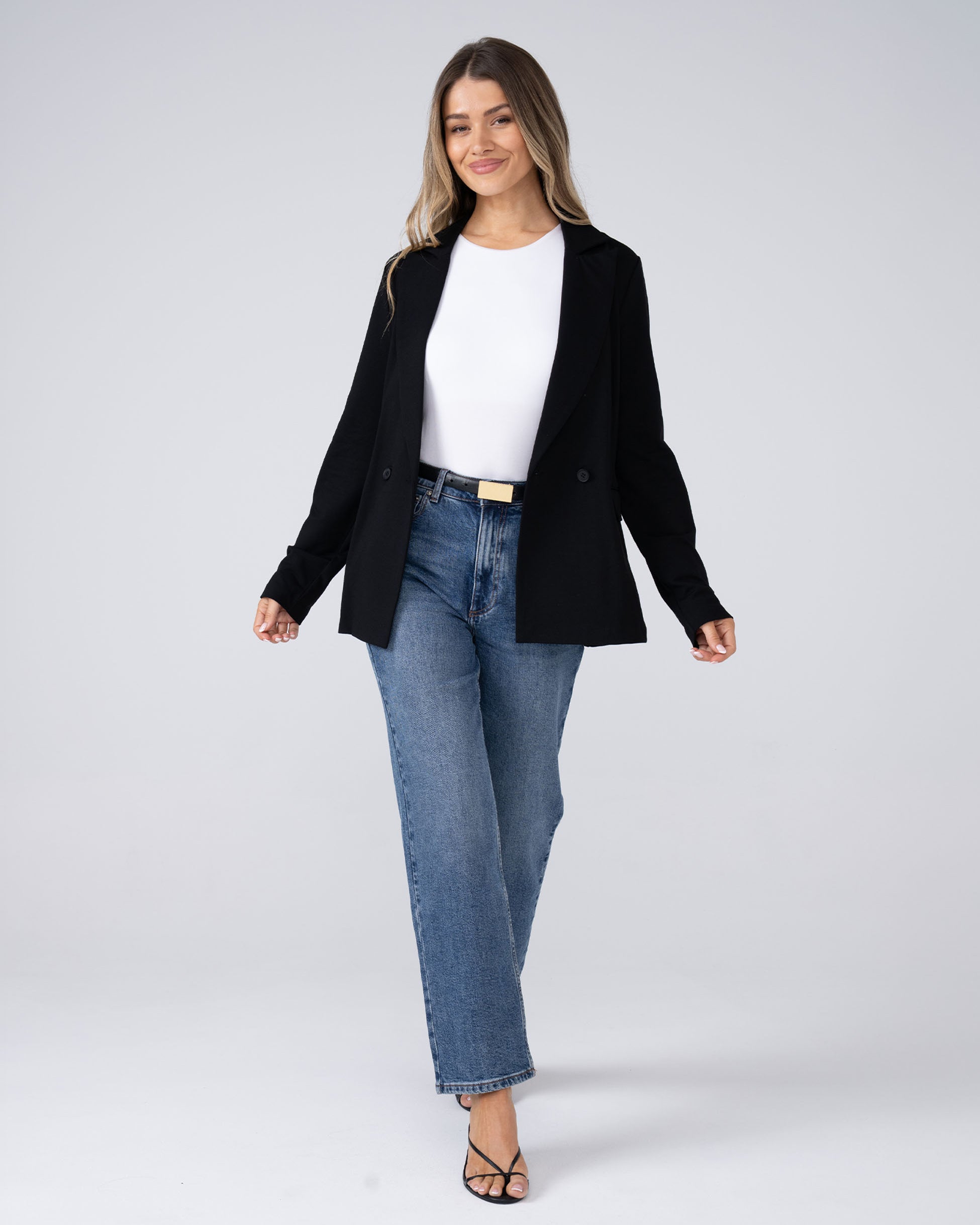 The Double - Breasted Blazer - Black