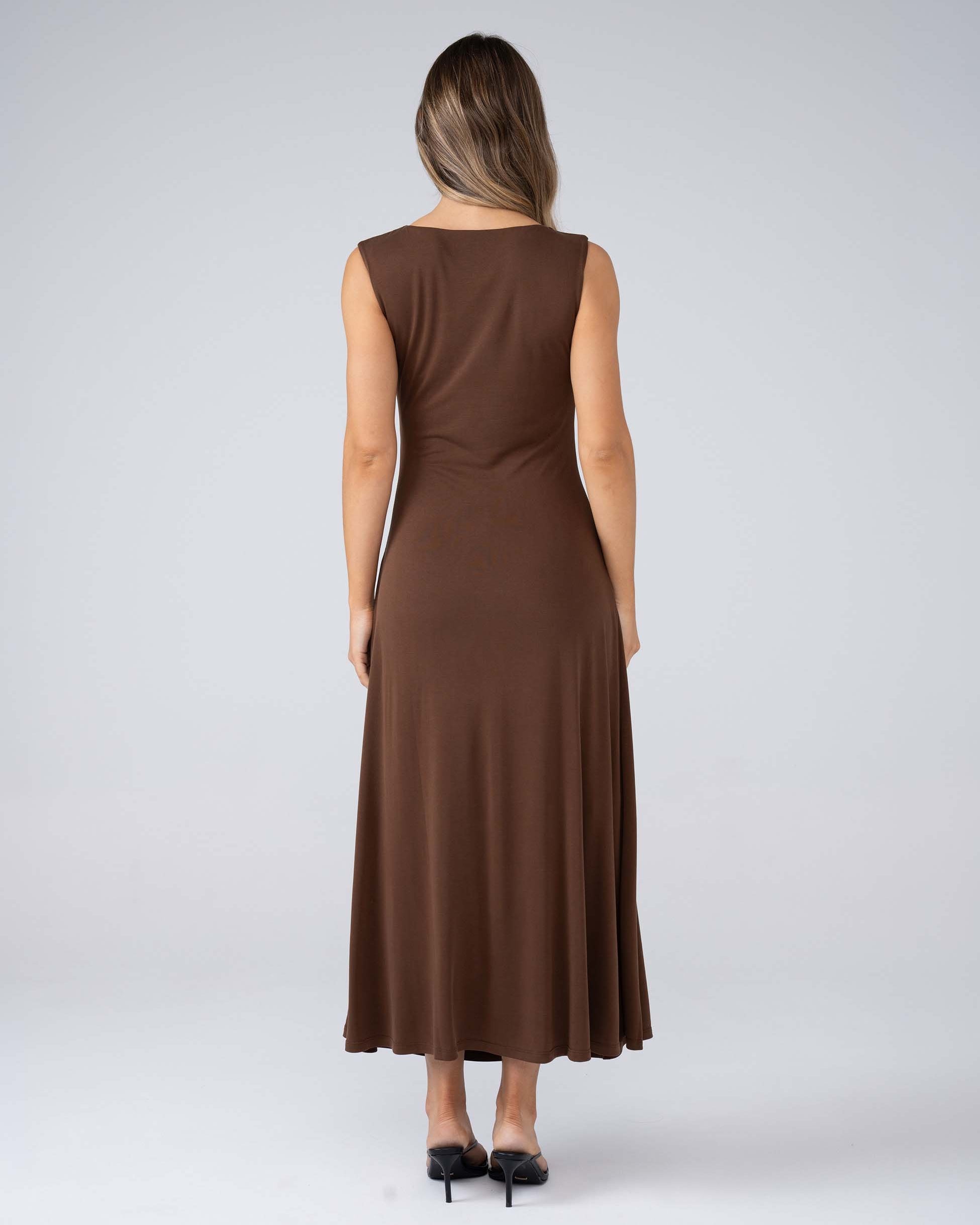Marcia Gathered Dress - Coffee Bean