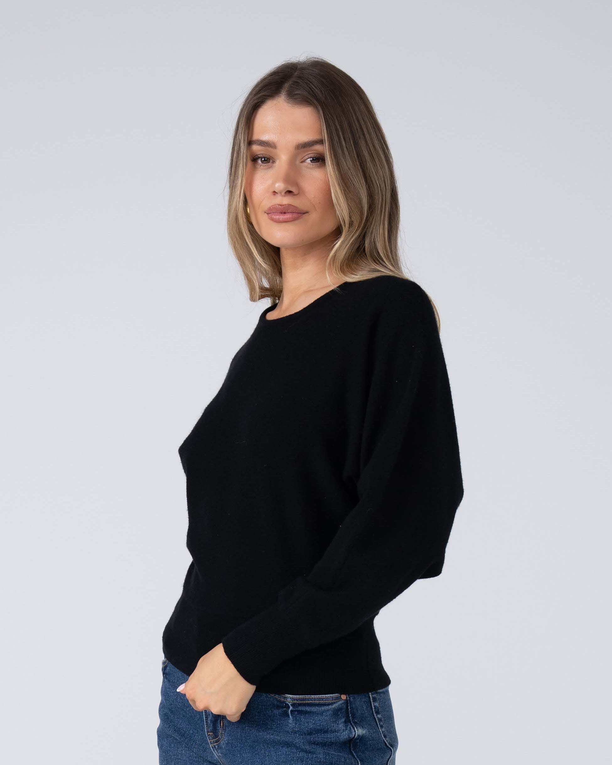 Elle Knit Slouch Sweater - Black
