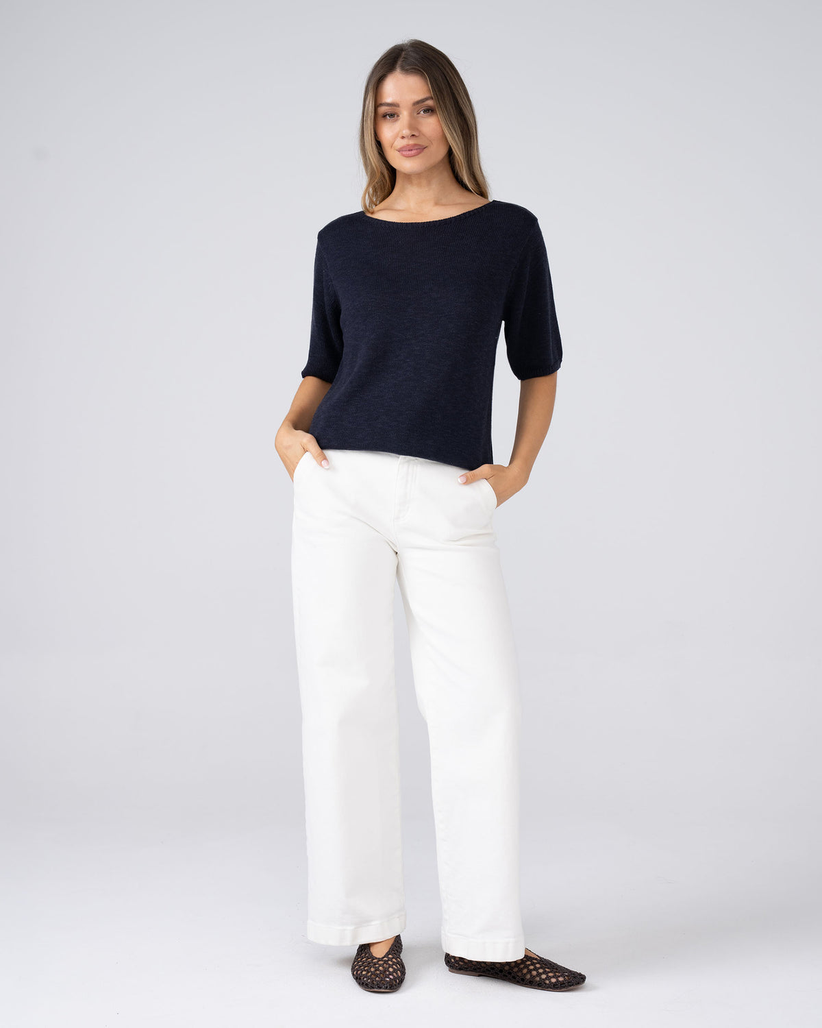 Belle Fine Knit Top - Midnight