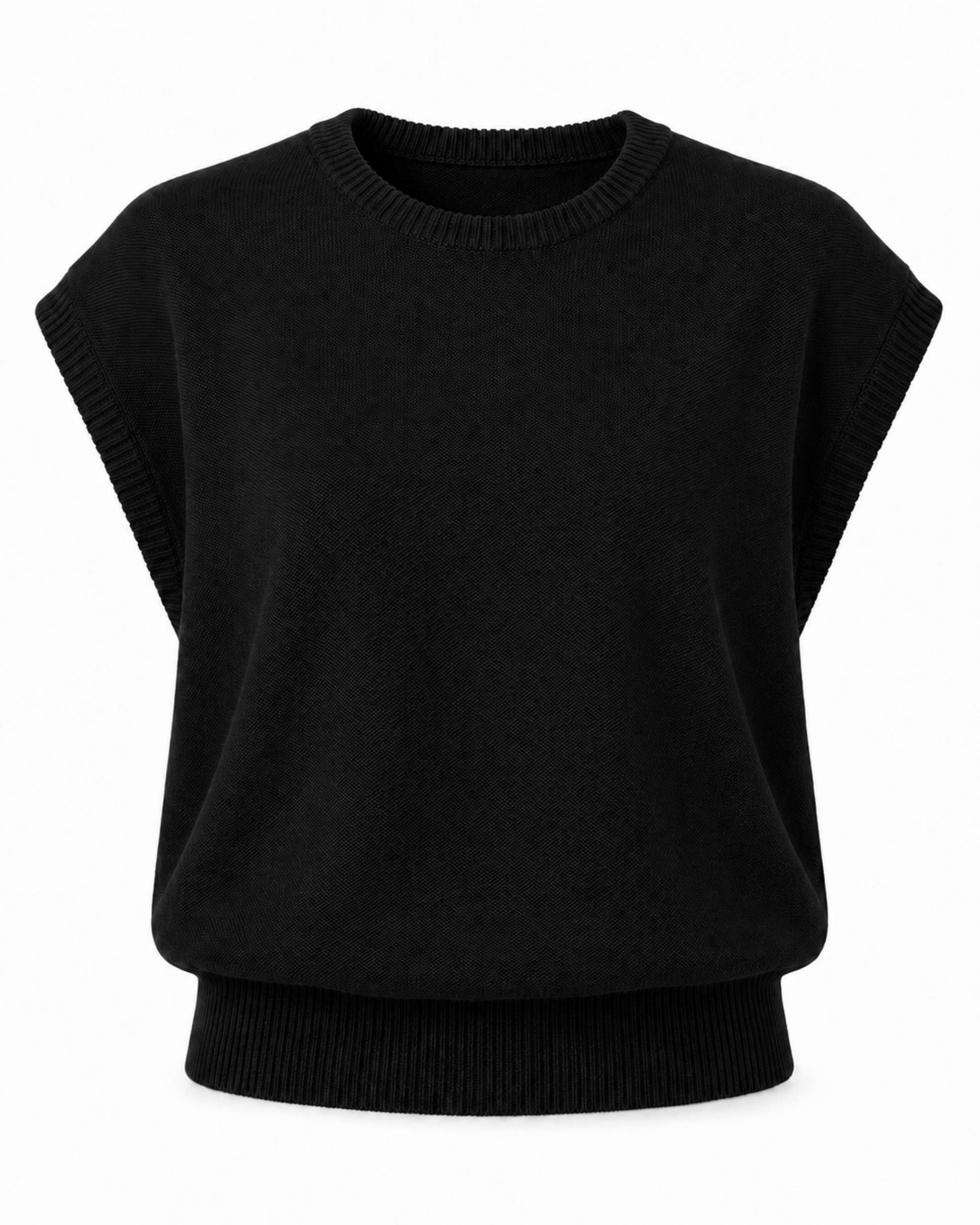 Lee Cotton Knit Vest- Black