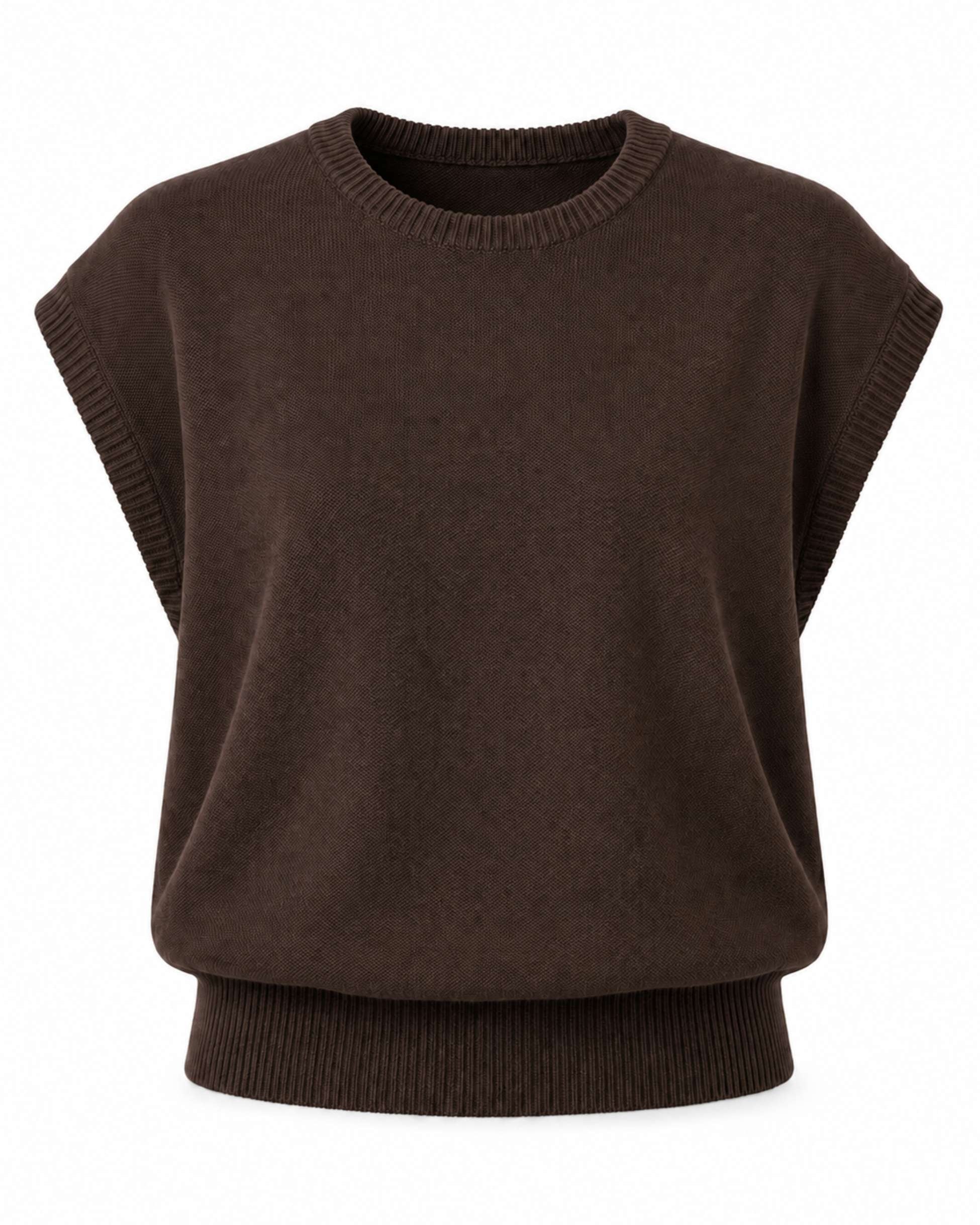 Lee Cotton Knit Vest- Coffee Bean