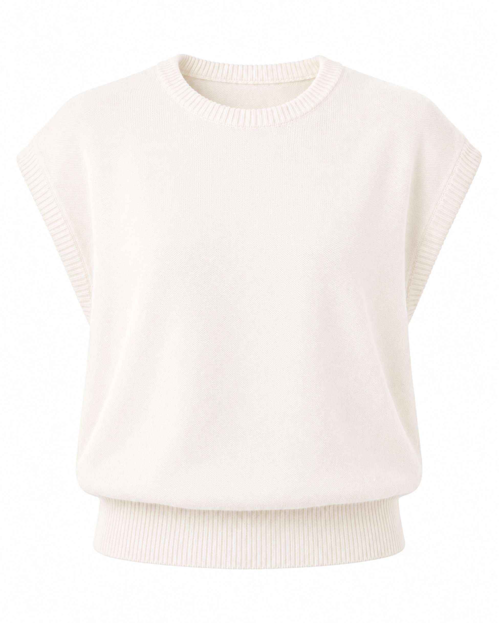 Lee Cotton Knit Vest- Soft White