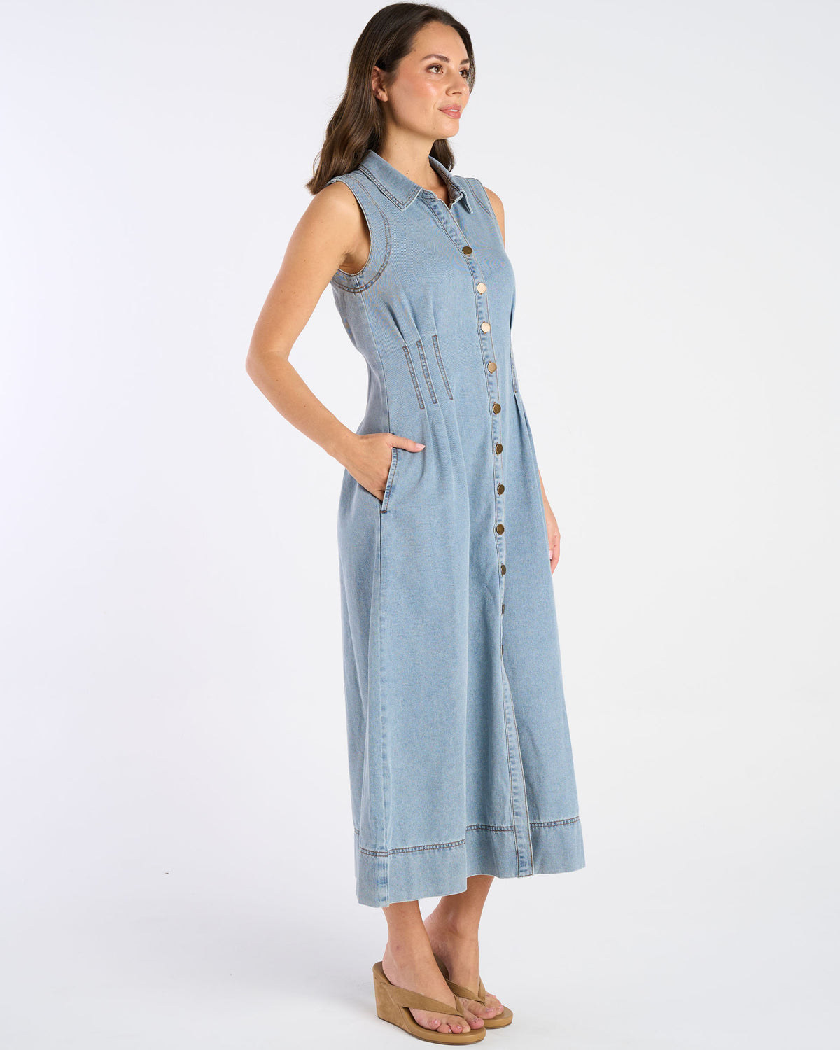 Evie Denim Dress - Light blue