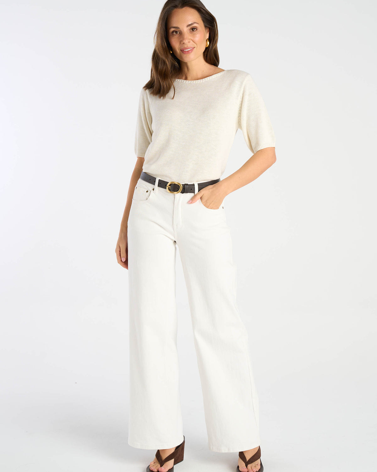 Ashton Wide Leg Jeans - Soft White