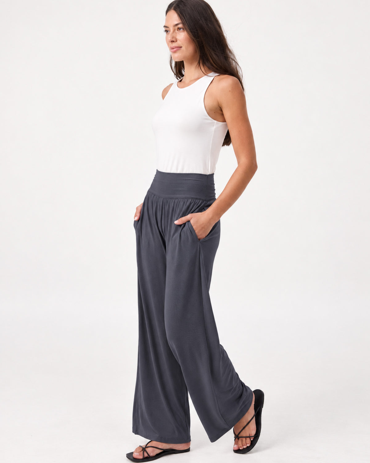 Nomad Modal Wide Leg Pant - Charcoal