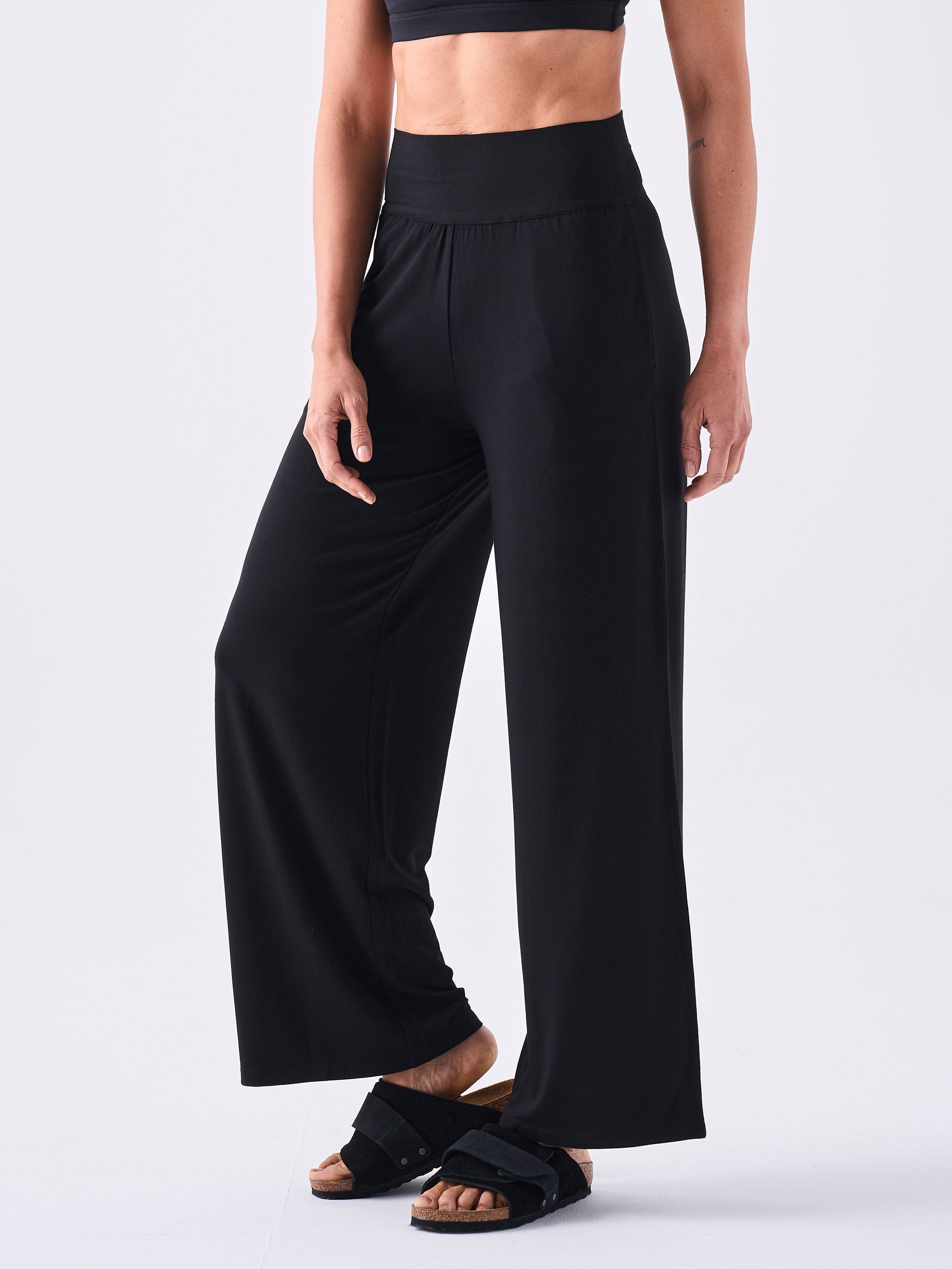 Long Length Nomad Modal Wide Leg - Black