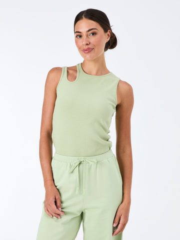 Cut Out Rib Tank - Matcha