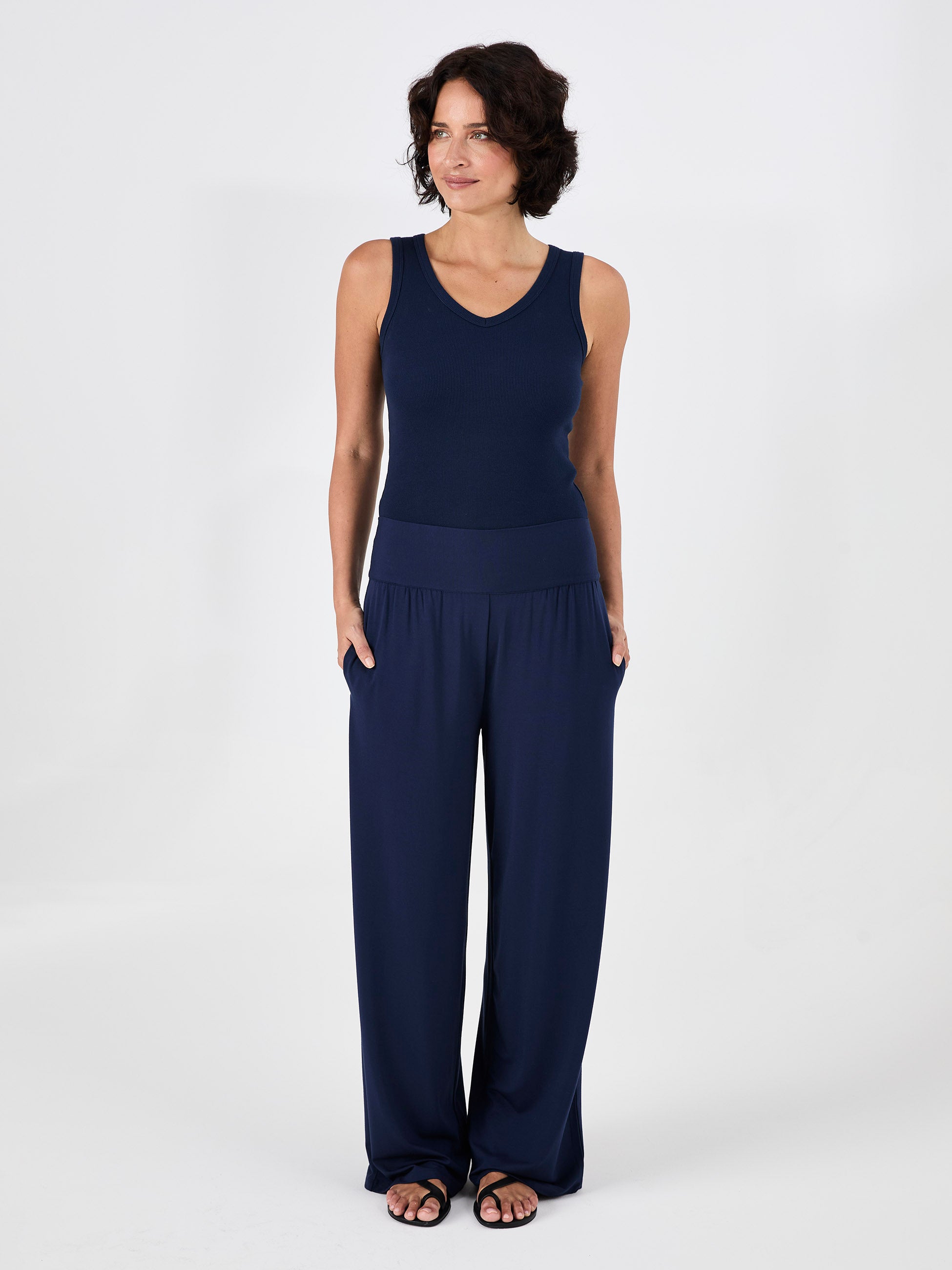 Long Length Nomad Modal Wide Leg - Navy