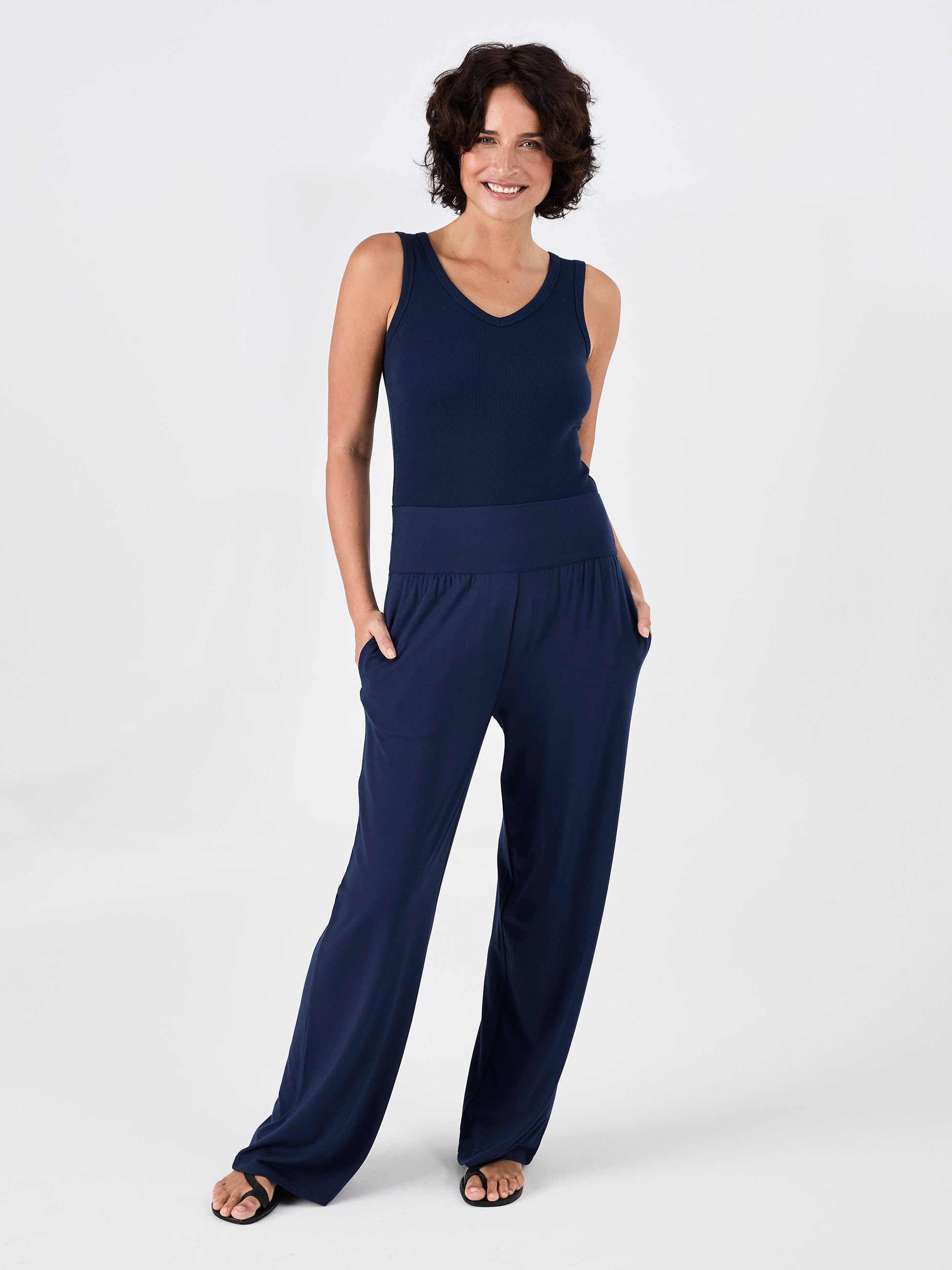 Long Length Nomad Modal Wide Leg - Navy