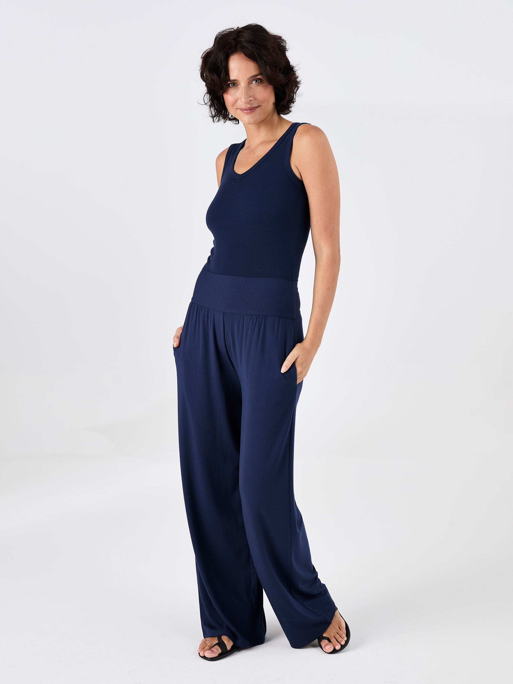 Long Length Nomad Modal Wide Leg - Navy