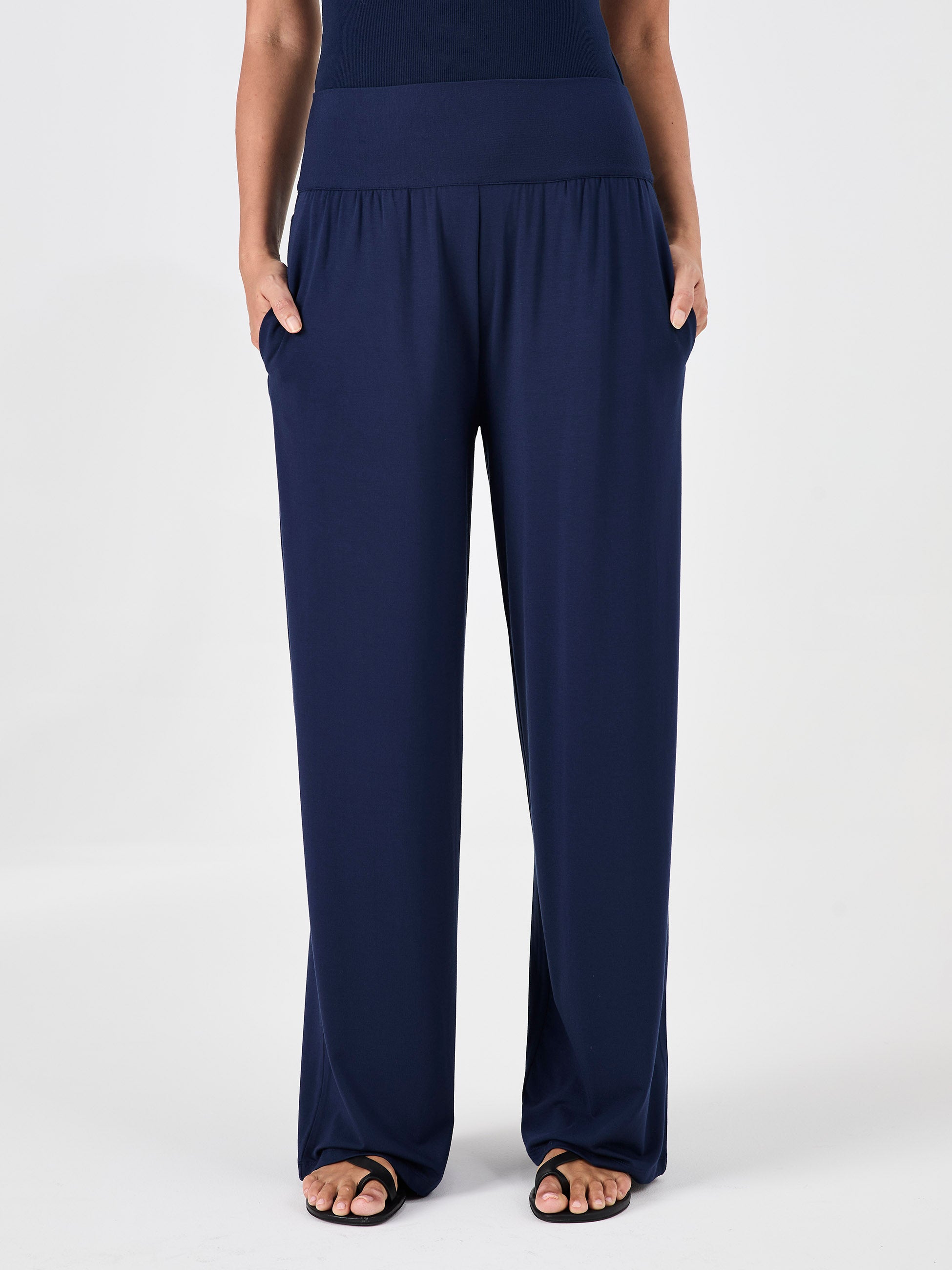 Long Length Nomad Modal Wide Leg - Navy