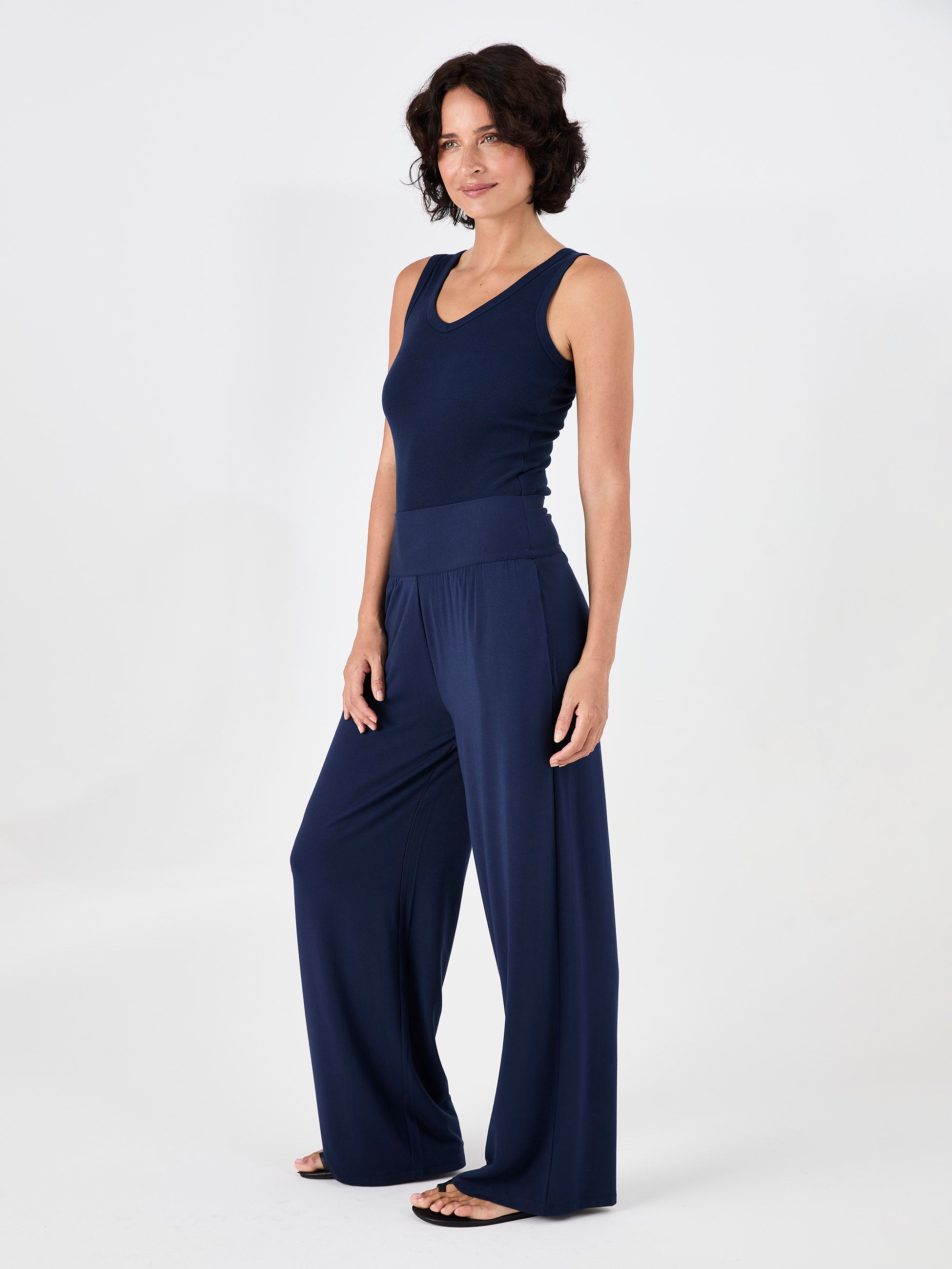 Long Length Nomad Modal Wide Leg - Navy