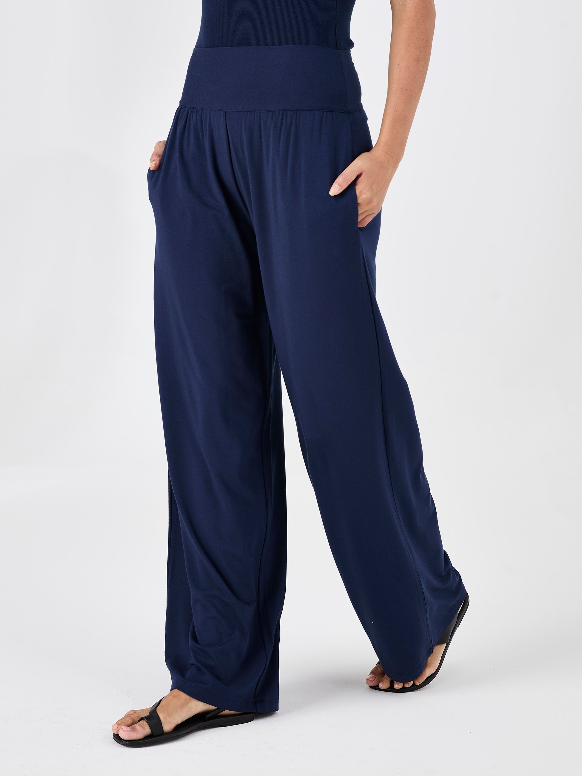 Long Length Nomad Modal Wide Leg - Navy