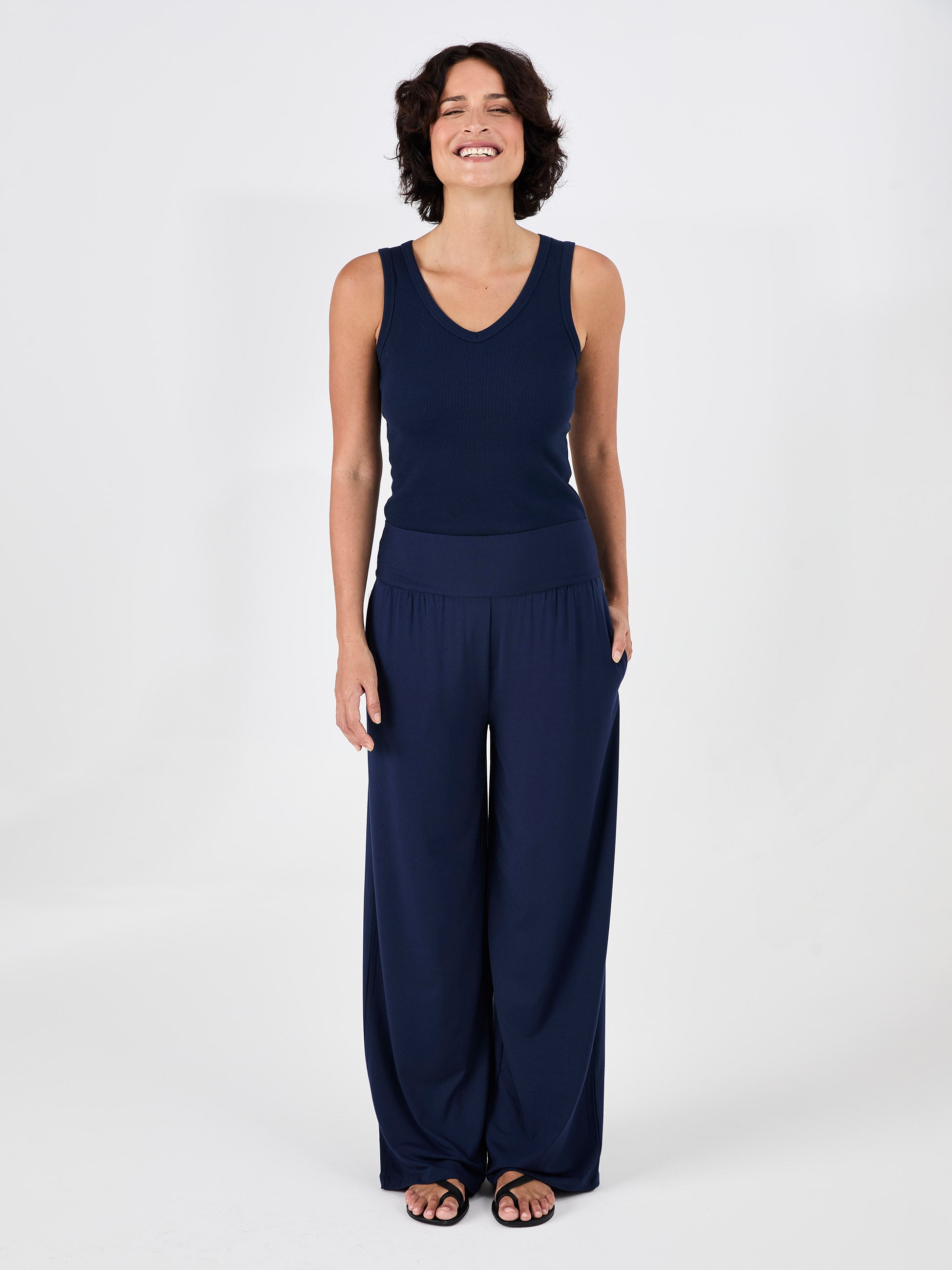Long Length Nomad Modal Wide Leg - Navy