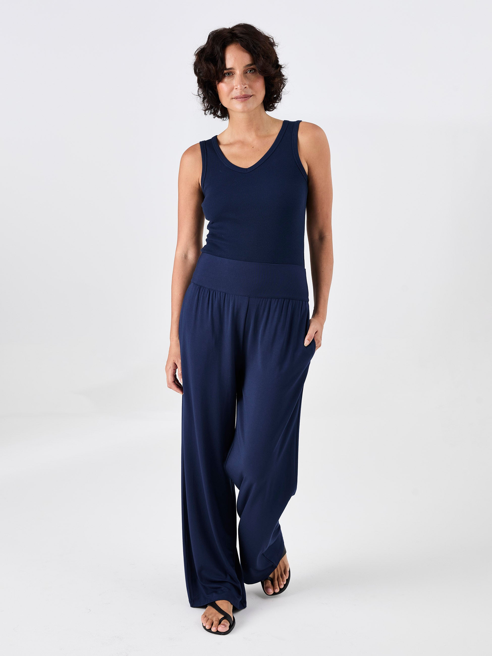 Long Length Nomad Modal Wide Leg - Navy