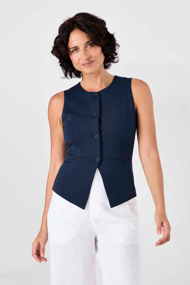 Fitted Waistcoat - Navy