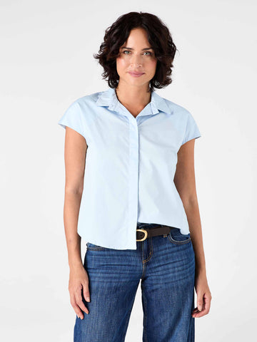 Laurel Poplin Shirt - Pale Blue