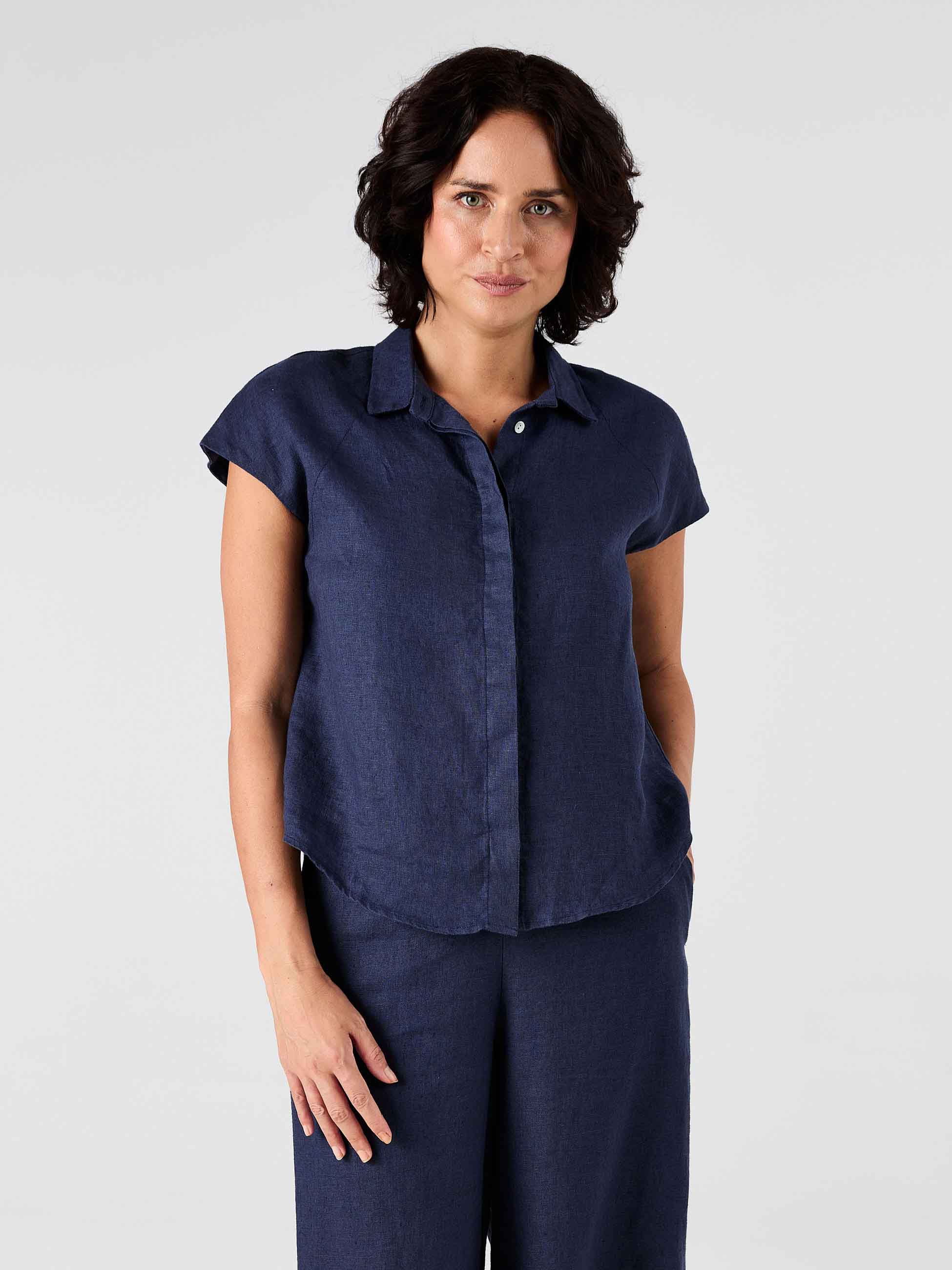 Laurel Linen Shirt - Navy