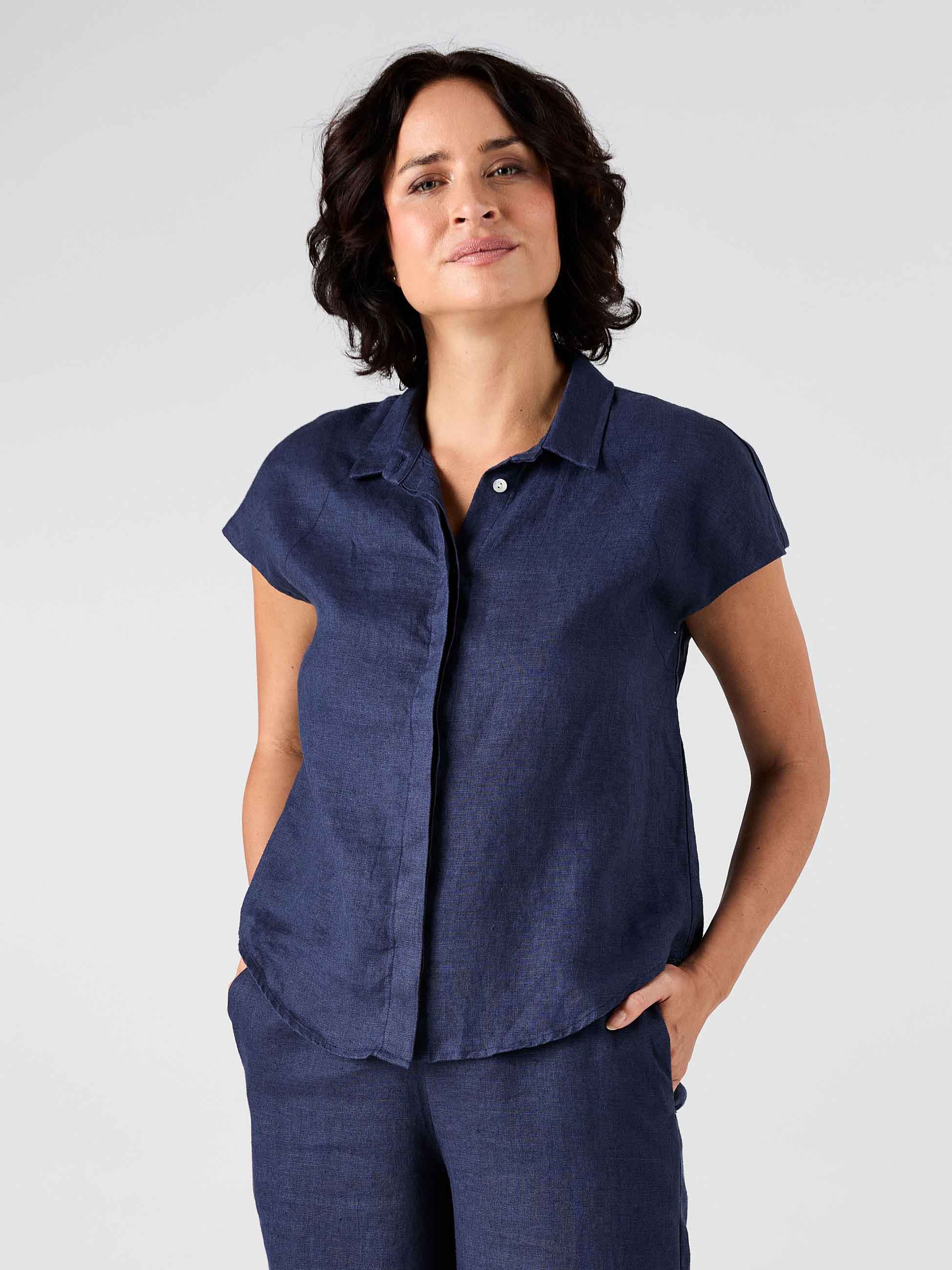 Laurel Linen Shirt - Navy