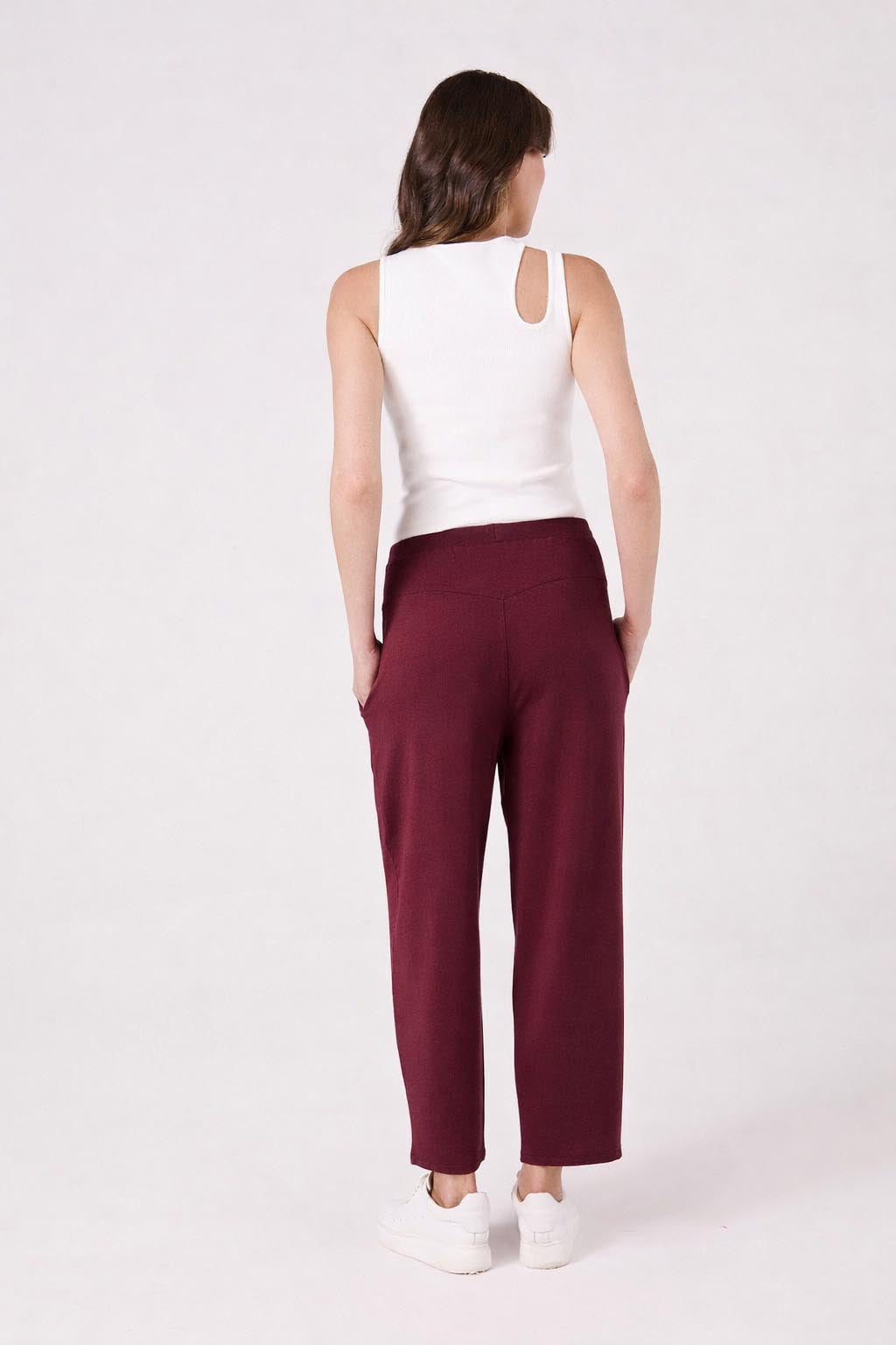 Kyoto Ankle Length French Terry Jogger - Ruby
