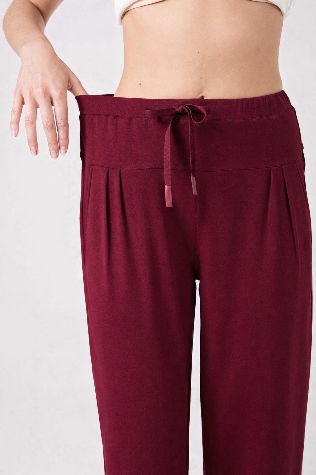 Kyoto Ankle Length French Terry Jogger - Ruby