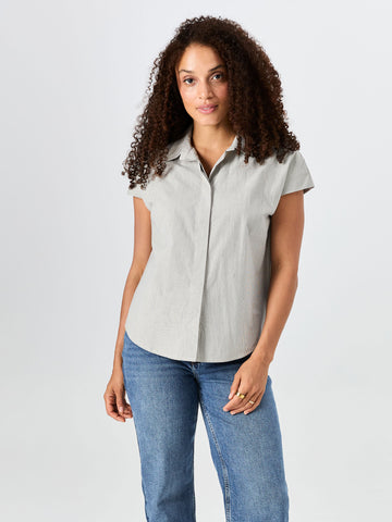 Laurel Poplin Shirt - Black & White Stripe