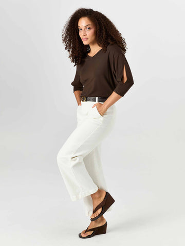 Lena 3/4 Sleeve Tee - Coffee Bean