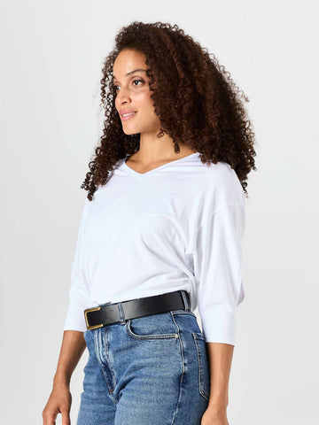 Lena 3/4 Sleeve Tee - White