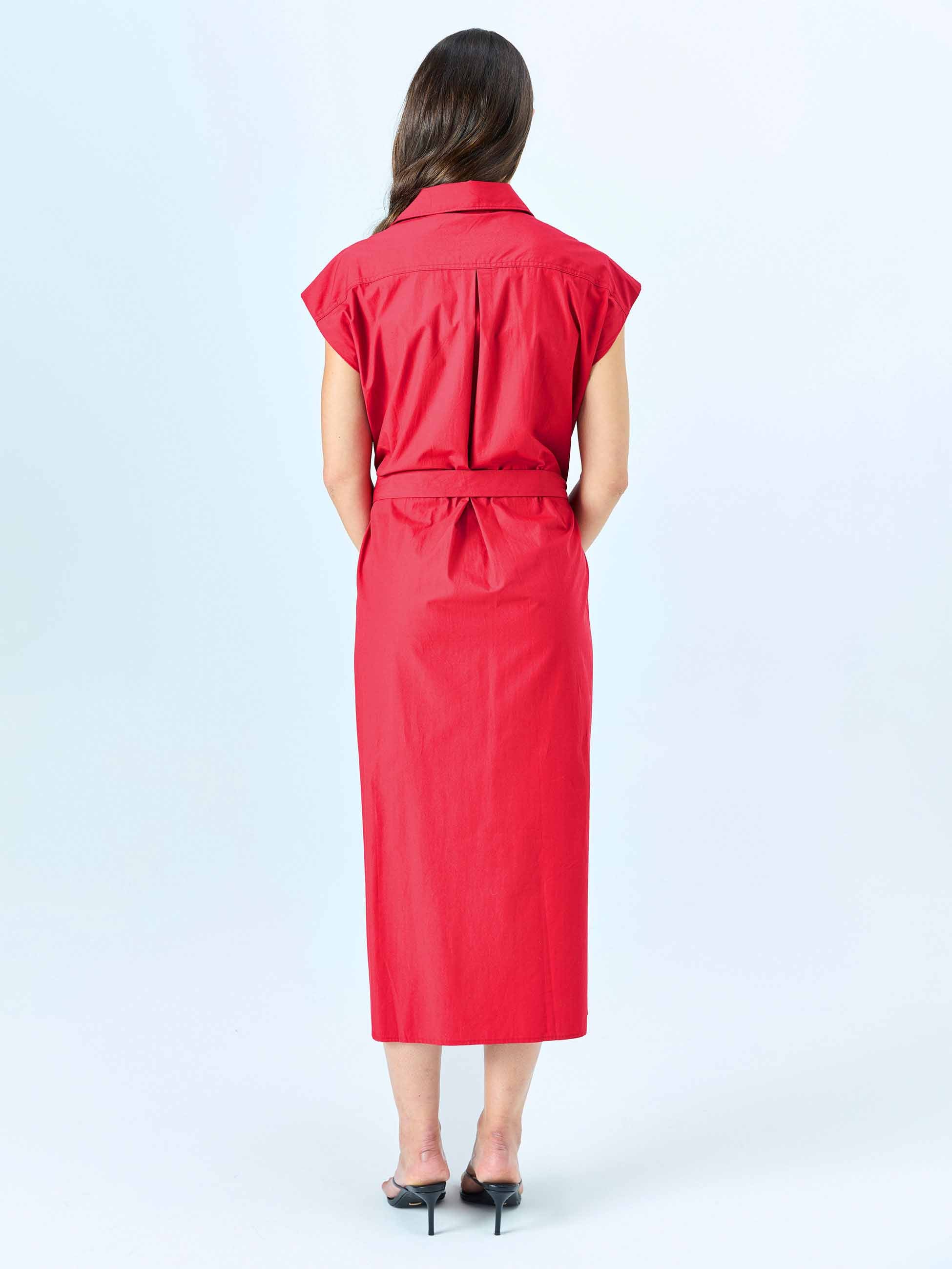 Poplin Shirt Dress - Cherry