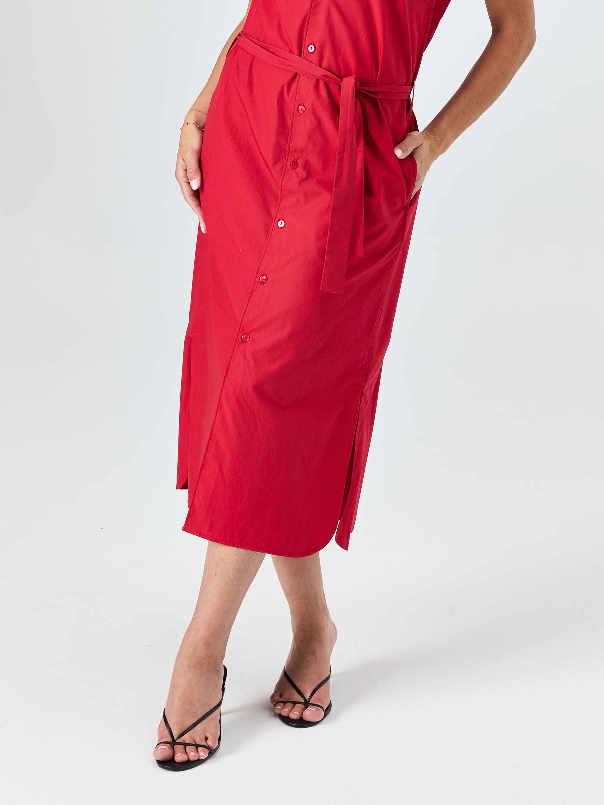 Poplin Shirt Dress - Cherry