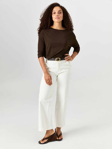 Modal Luxe Layer Tee 3/4 Sleeve - Coffee Bean